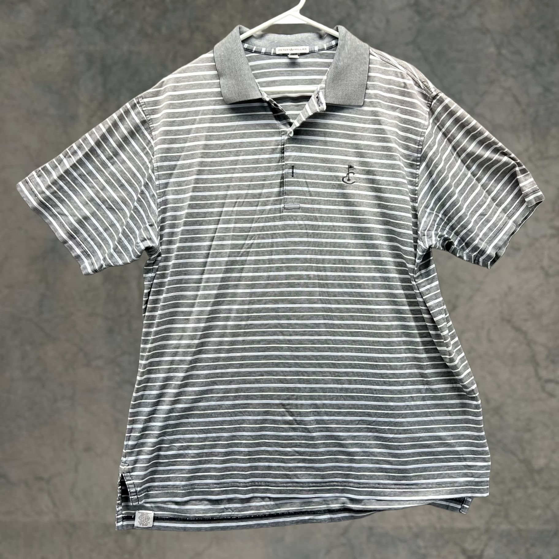 Peter Millar Peter Millar Polo Shirt Mens Large Gray White Striped Cotton Embroidered Golf Size US L / EU 52-54 / 3 - 1 Thumbnail