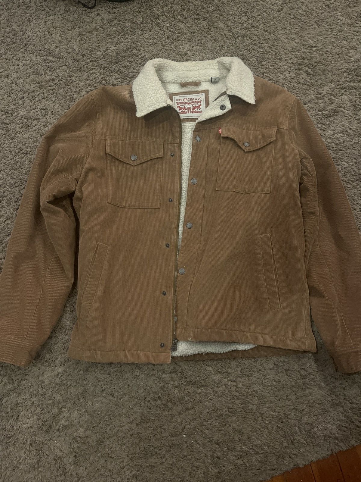 Levi's Levi’s Mens Beige Sherpa Trucker Jacket Size US M / EU 48-50 / 2 - 1 Thumbnail