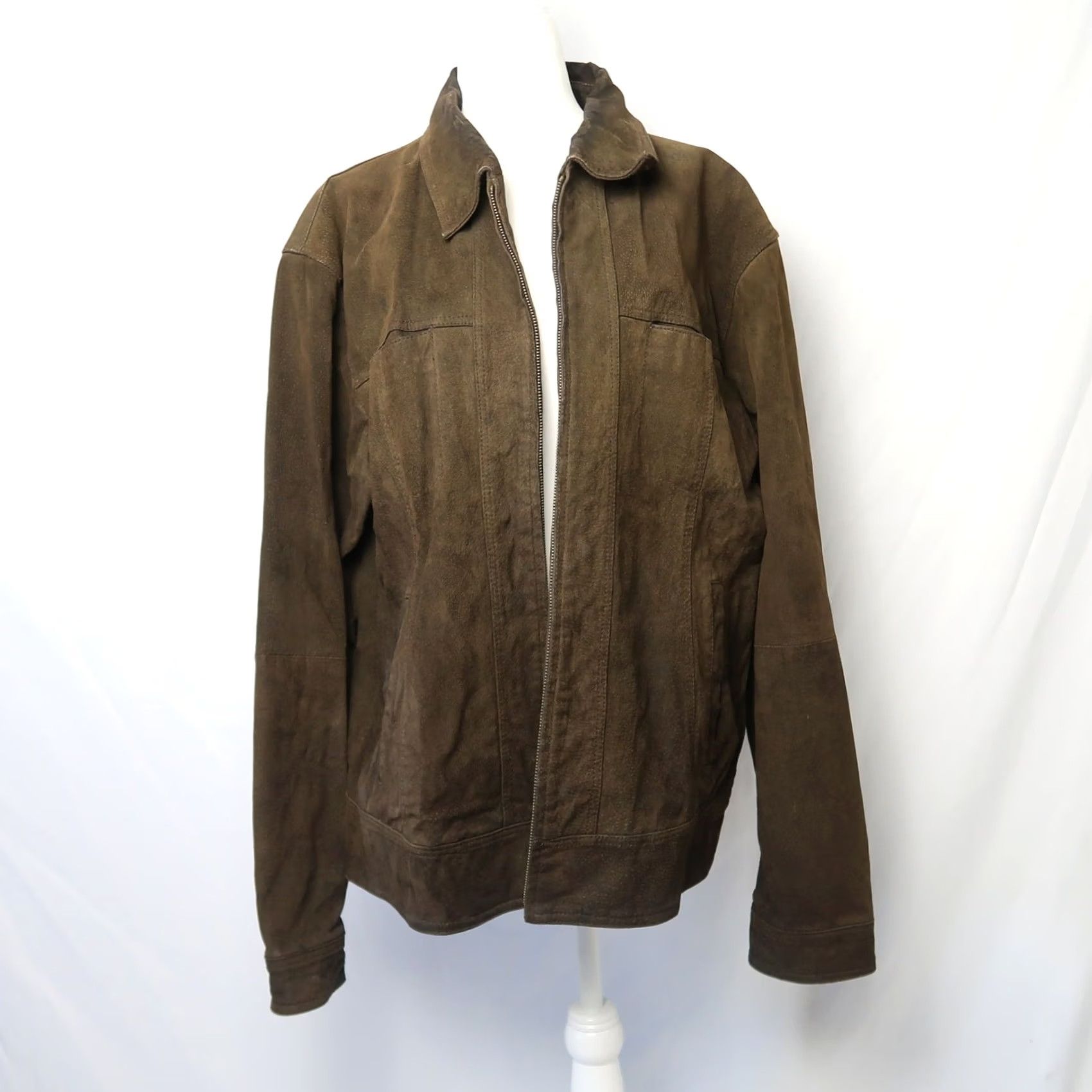 Olive VINTAGE Penman's bomber jacket L Green suede leather zip front Mens 1990s Size US L / EU 52-54 / 3 - 5 Thumbnail