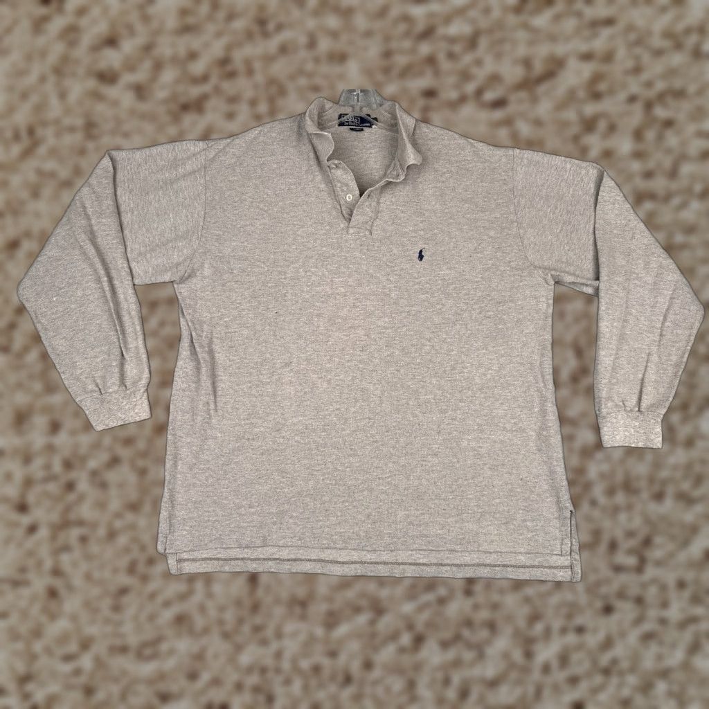 Ralph Lauren VINTAGE Ralph Lauren Polo Shirt Adults XL Gray 100% Cotton Jersey Polo Shirt Mens Large Gray 100% Cotton Vintage Men's Polo Size US XL / EU 56 / 4 - 1 Thumbnail