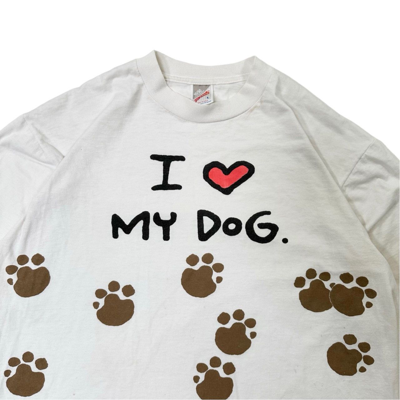 Vintage Vintage 90s Made in USA I Love My Dog Graphic T Shirt Size US L / EU 52-54 / 3 - 2 Thumbnail