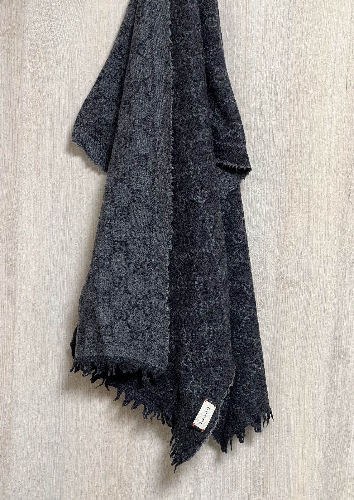 Gucci Striped GG Monogram Wool Pattern Knitted Scarf