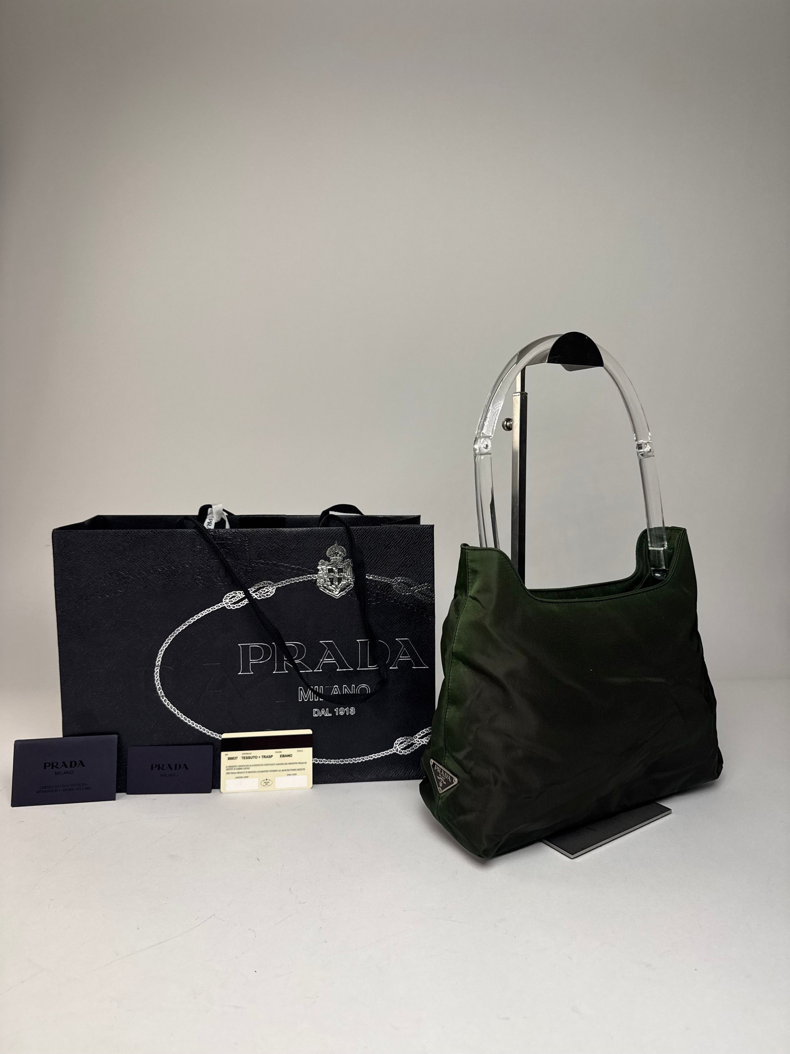 Prada Vintage Polyester Handbag Green Size ONE SIZE - 1 Thumbnail