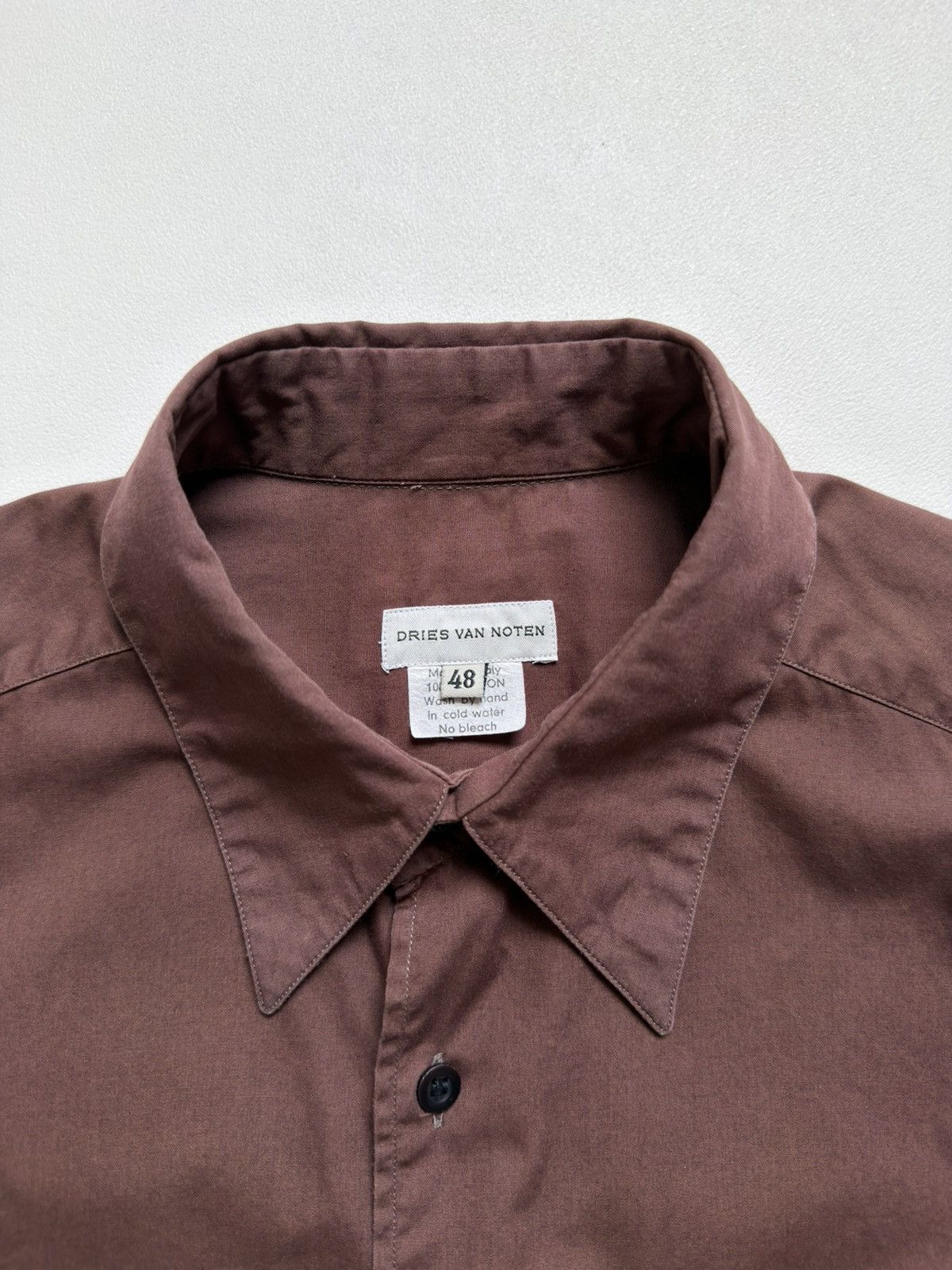 Dries Van Noten 1990s Chocolate Brown Cotton Shirt Size US M / EU 48-50 / 2 - 5 Thumbnail