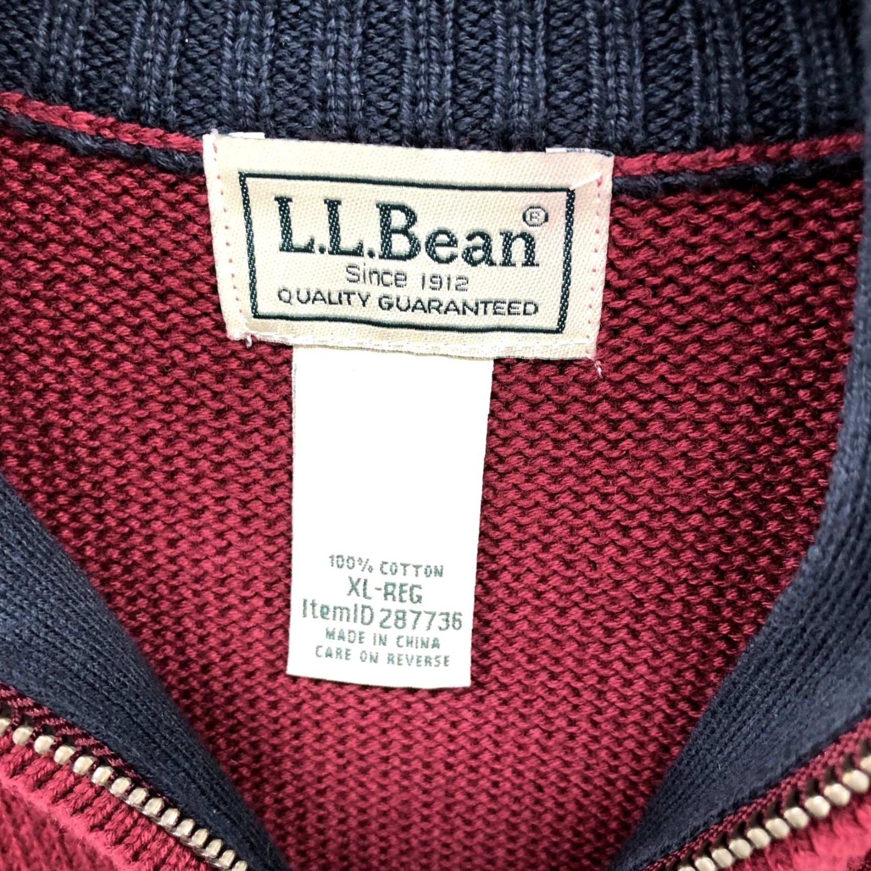 Vintage L.L. Bean Sweater Mens XL Wine Red 1/4 Zip Cotton Thick Knit Pullover Winter Size US XL / EU 56 / 4 - 5 Thumbnail