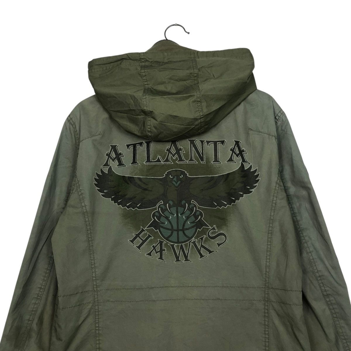NBA 🔥RICH GREEN HOODIE BIKER JACKET NBA ATLANTA HAWKS BIG LOGO Size US L / EU 52-54 / 3 - 11 Thumbnail