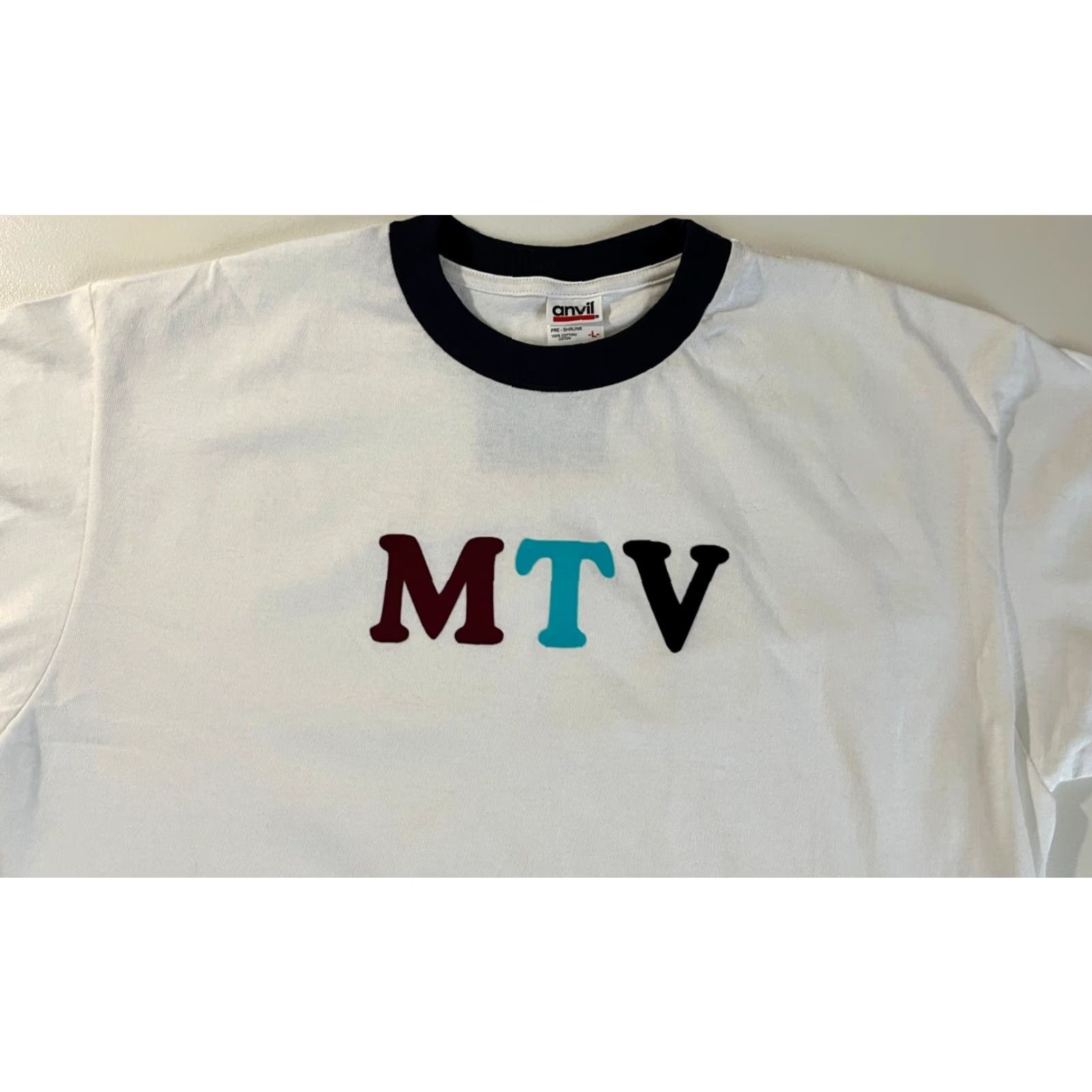 Anvil VINTAGE MTV Video Music Awards Anvil T-Shirt Unisex Adults Short Sleeve Crew Neck White Velvet Print Sz L NOS Size US L / EU 52-54 / 3 - 4 Thumbnail