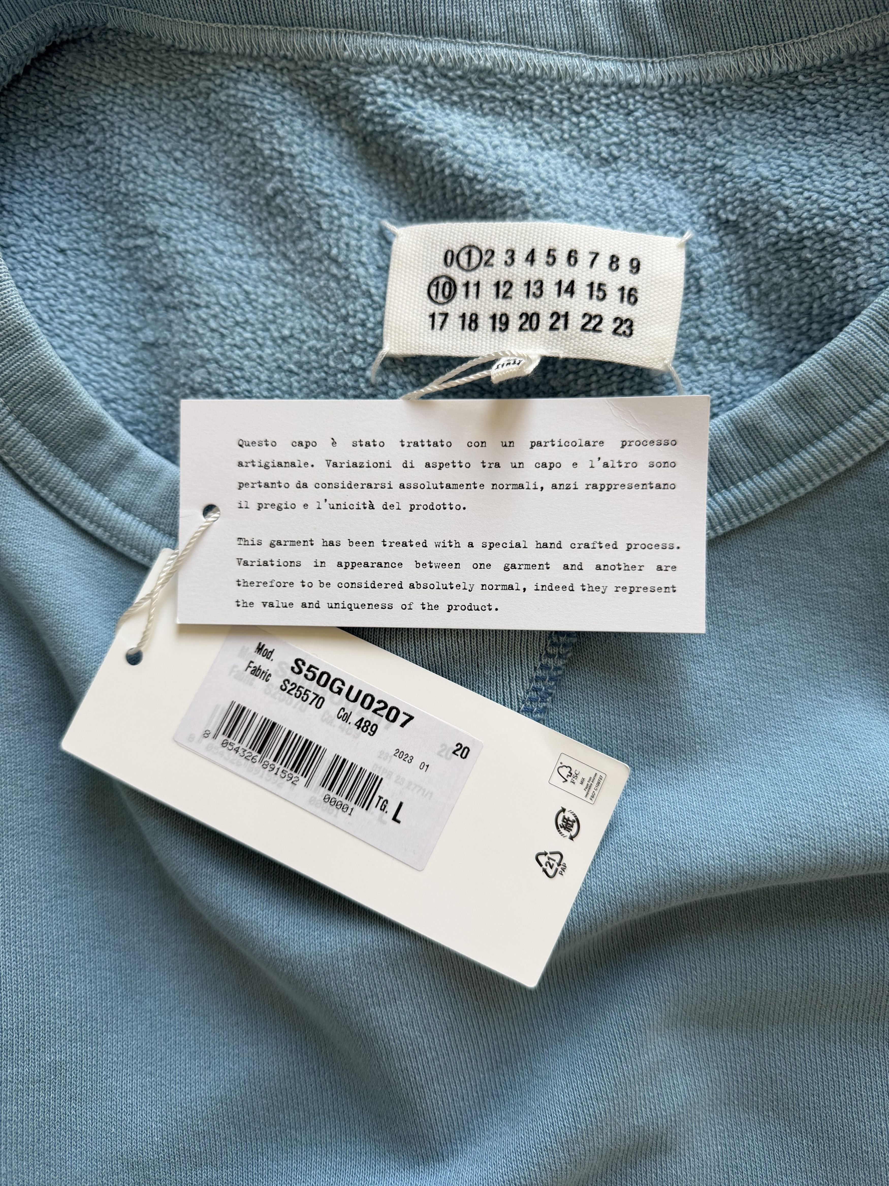 Maison Margiela Maison Margiela French Terry Crewneck Sweatshirt in Blue Size US L / EU 52-54 / 3 - 8 Thumbnail
