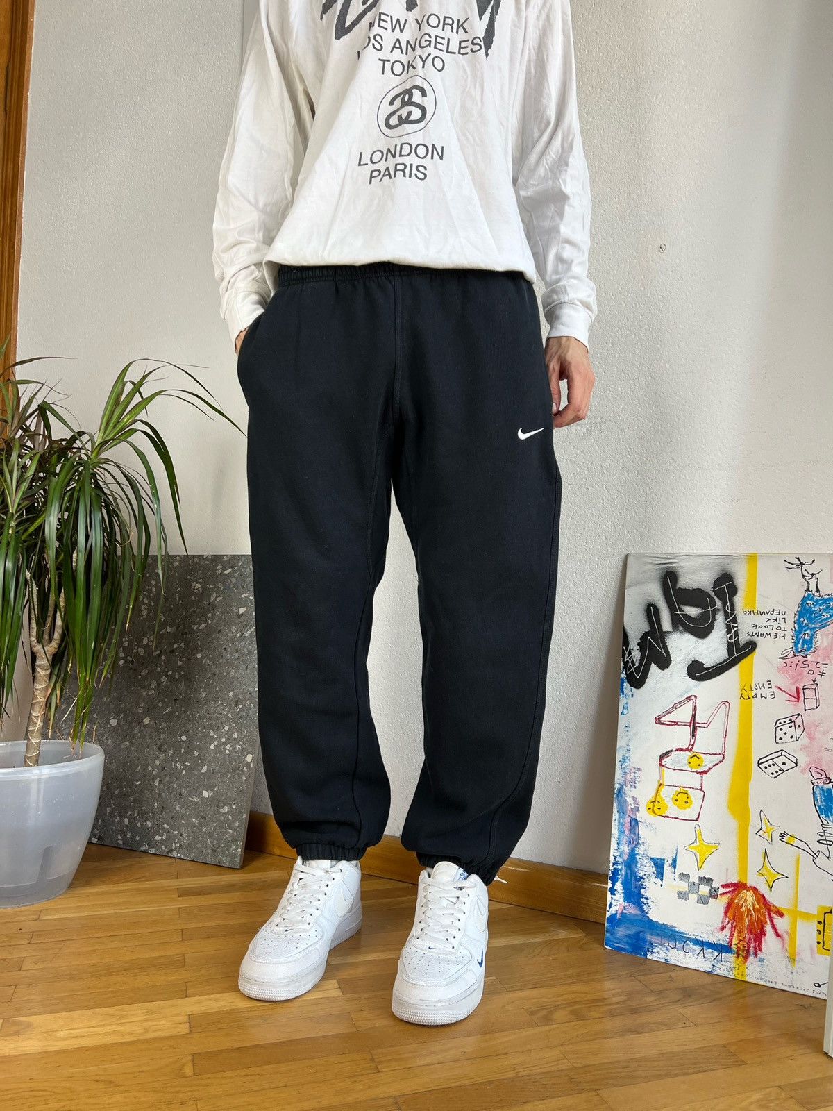 Nike × Vintage Vintage Y2K Nike Small Logo Heavy Cotton Sweatpants Size US 32 / EU 48 - 1 Thumbnail