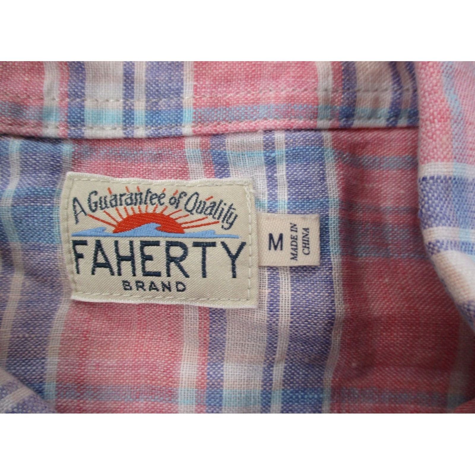 Faherty Faherty Shirt Mens M Plaid Linen Lightweight Breathable Workwear Country Preppy Size US M / EU 48-50 / 2 - 6 Thumbnail