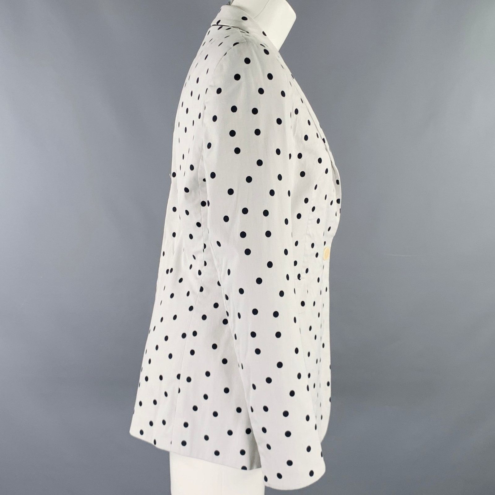 Akris AKRIS Size 8 White Black Cotton Blend Polka Dot Blazer Size M / US 6-8 / IT 42-44 - 3 Thumbnail