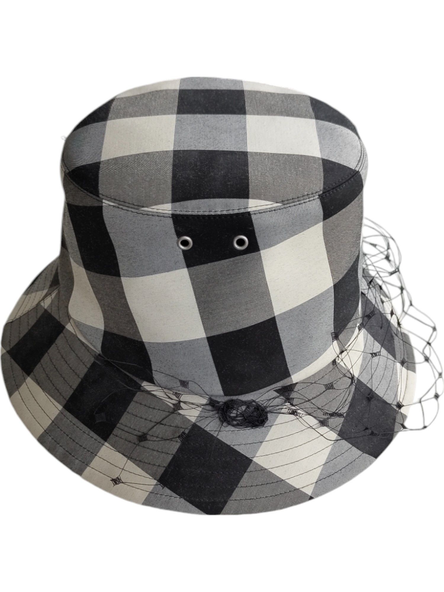 Dior Black And Beige Checkered Bucket Hat With Veil Size ONE SIZE - 5 Thumbnail