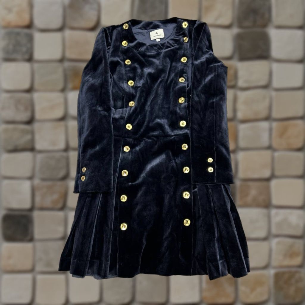 Vintage Tuckernuck Velvet Whitney Mini Dress Womens Small Black Pleated  Double Breasted Short Dress | Grailed