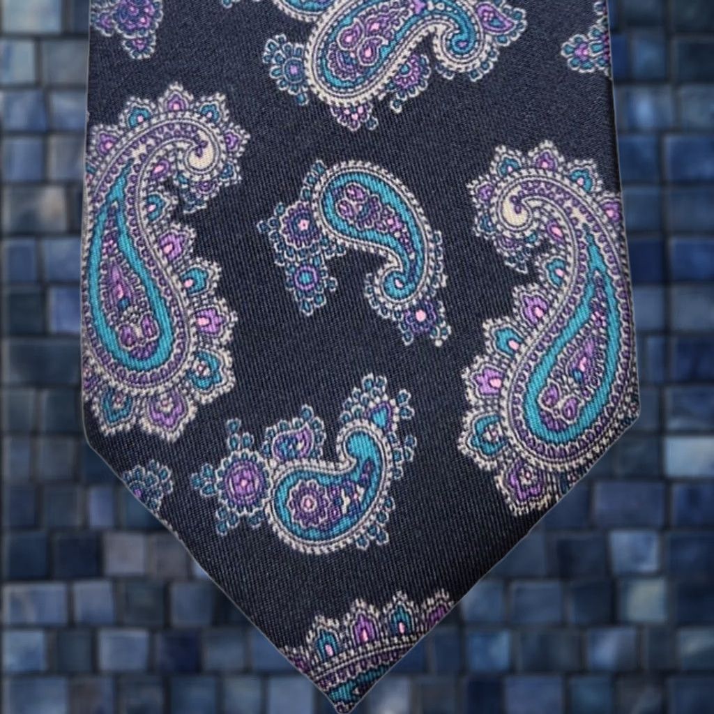 Robert Talbott Robert Talbott Tie 100% Silk Paisley Black 56" x 3.2" Men's Necktie World USA Made Size ONE SIZE - 1 Thumbnail