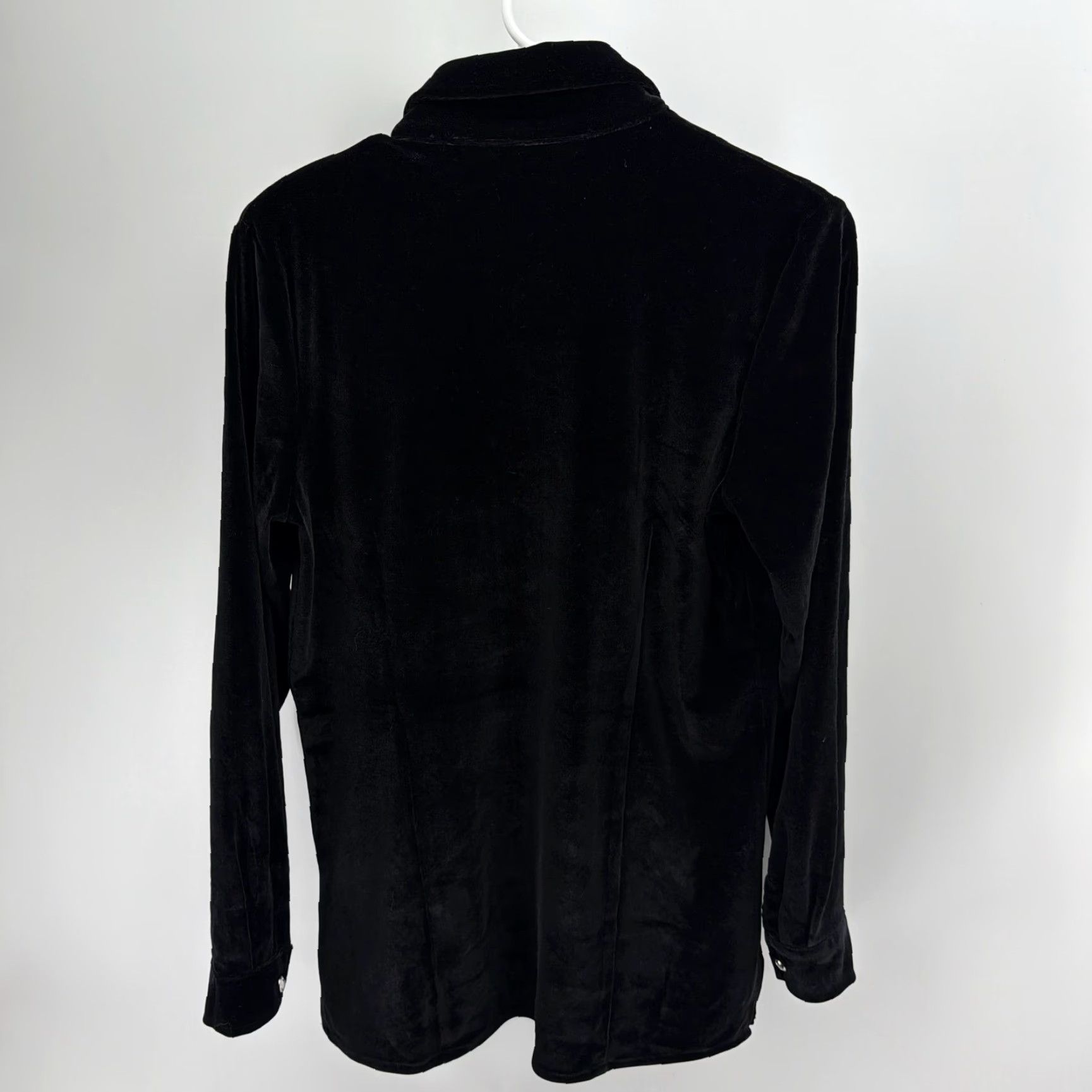 Quacker Factory VINTAGE Quacker Factory Blouse Womens XS Black Velour Button Up Whimsigoth Size XS / US 0-2 / IT 36-38 - 7 Thumbnail