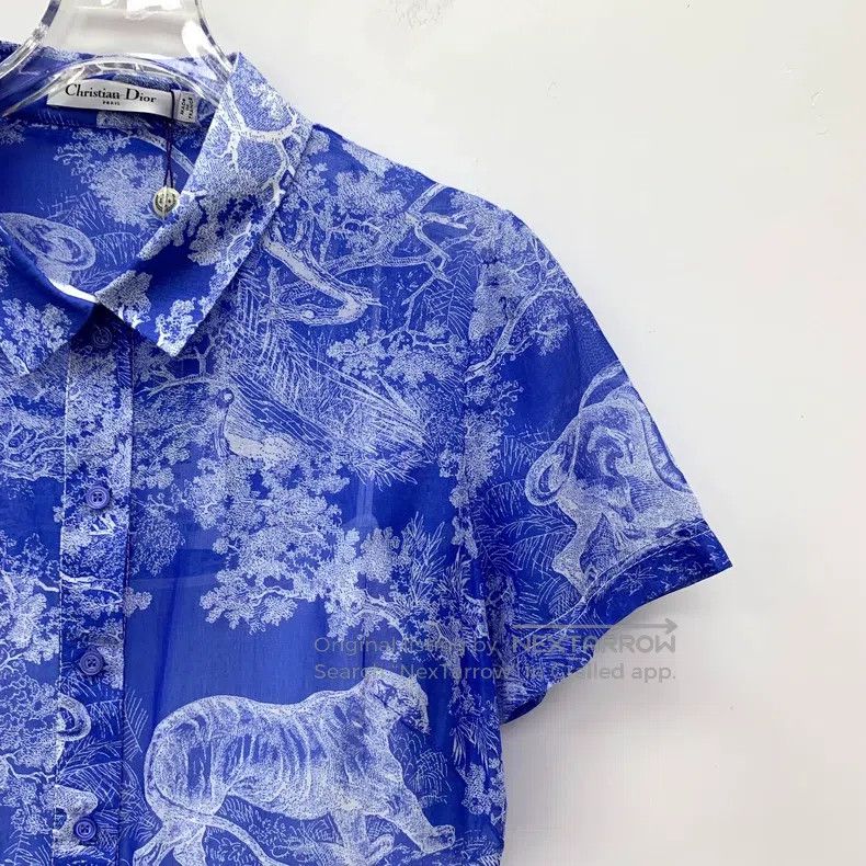 Dior Dior Blue animal jungle printed cotton lapel single-breast Size S / US 4 / IT 40 - 3 Thumbnail