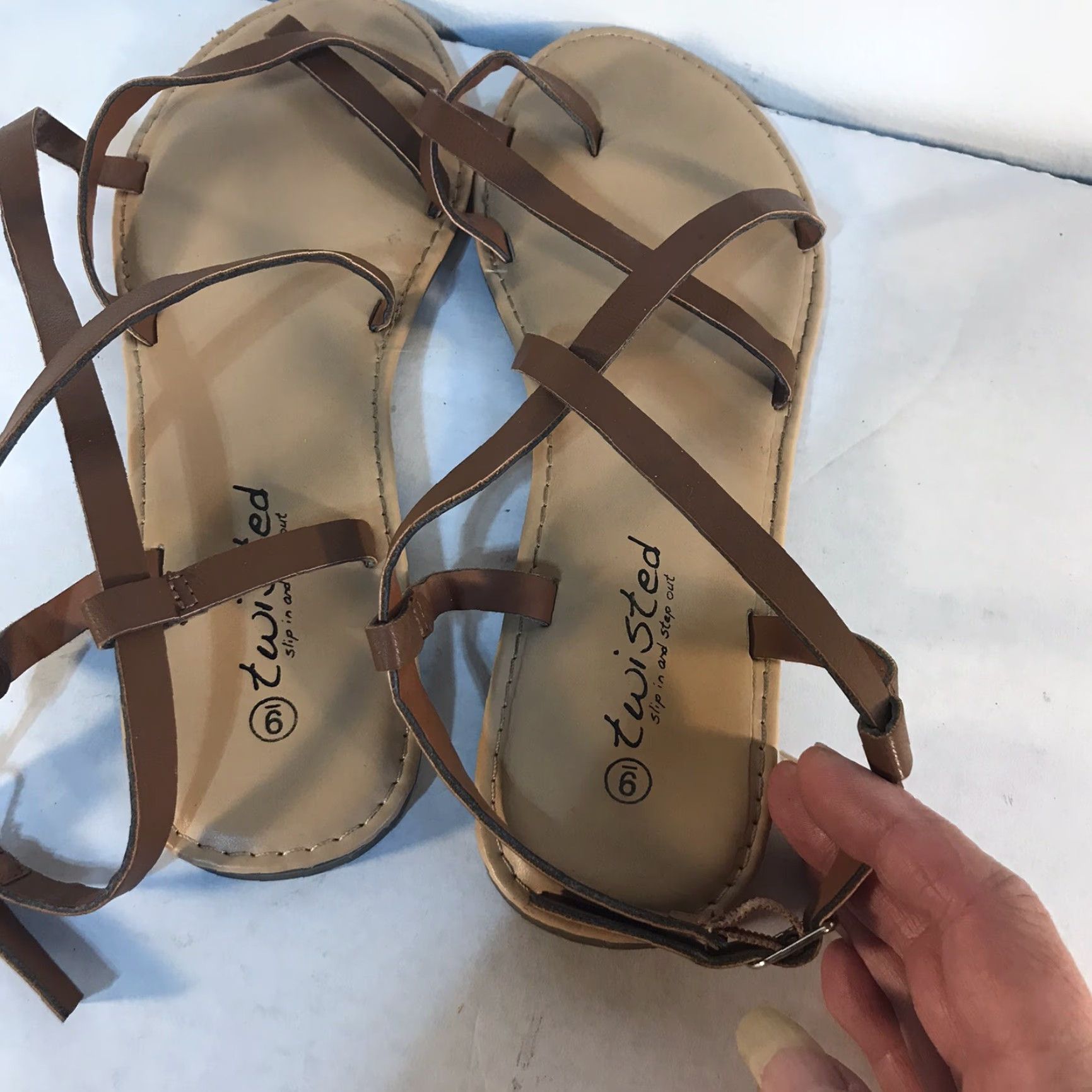 Twisted X Twisted Brown Leather Strappy Flat Sandals Womens Size 9 Adjustable Buckle Comfort Size US 9 / IT 39 - 3 Thumbnail