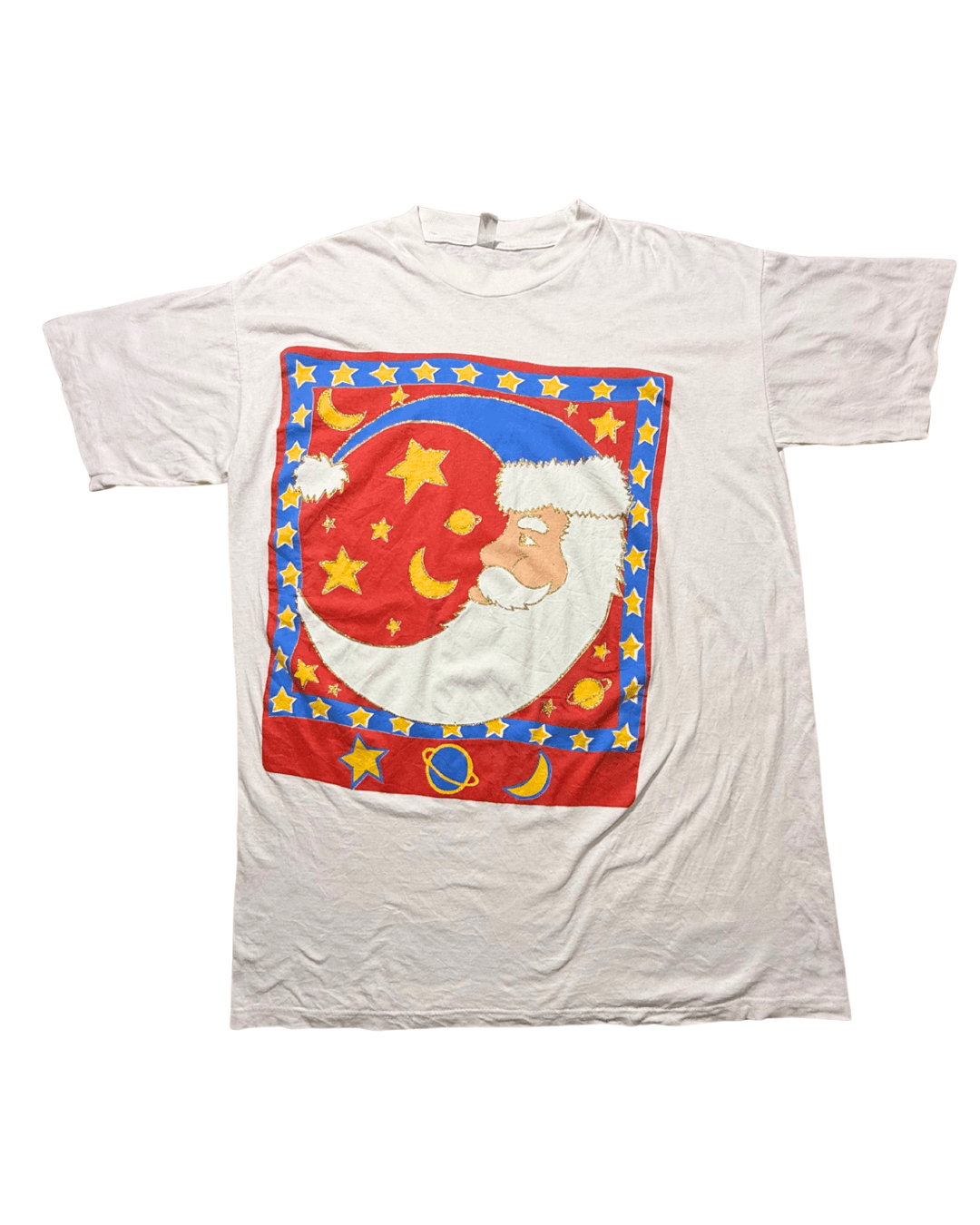 Other Vintage 90s Santa Moon T-Shirt – Glitter Celestial Graphic Size US XL / EU 56 / 4 - 2 Thumbnail