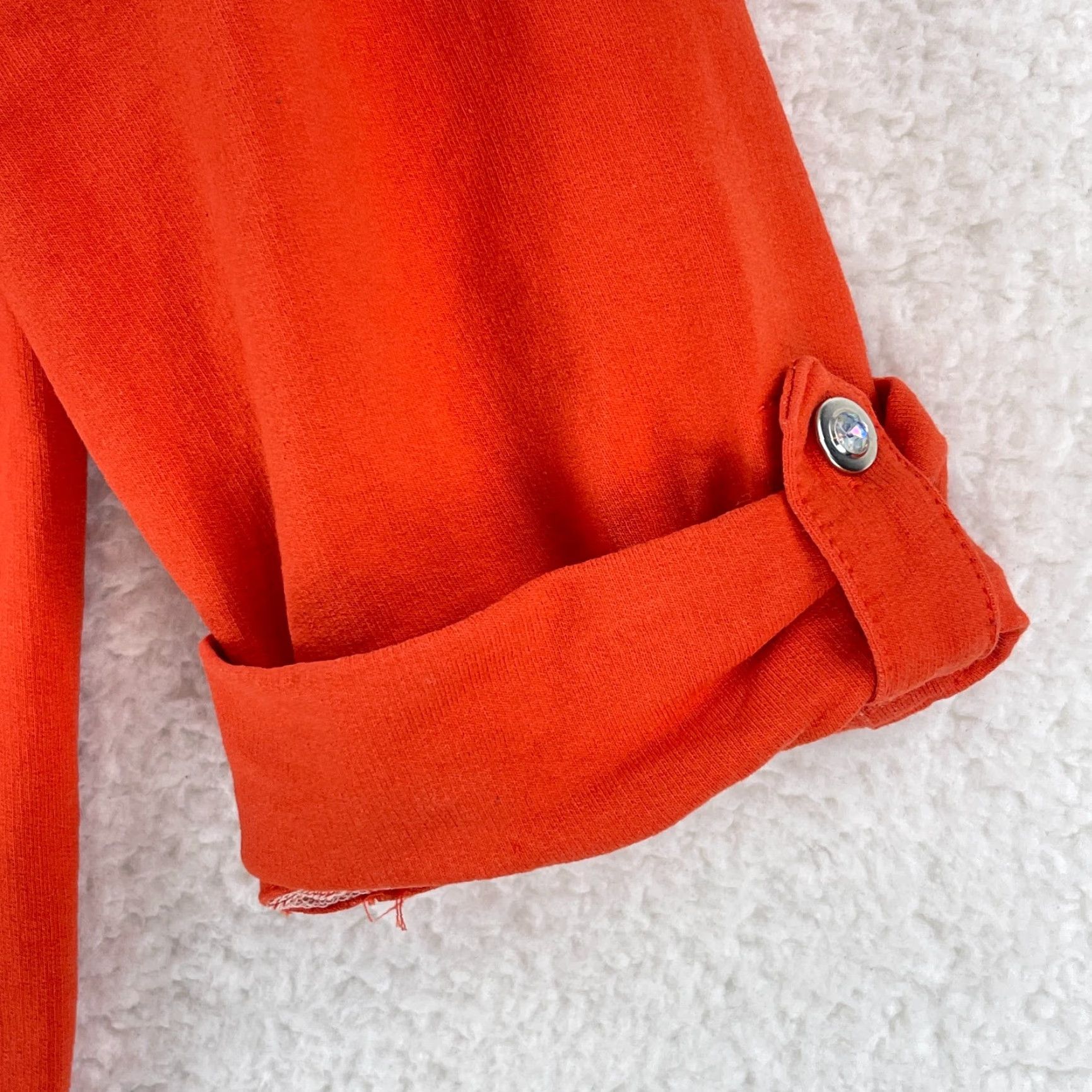 Quacker Factory Quacker Factory Jacket Womens Large Orange Button Front Bedazzled Long Sleeve Size L / US 10 / IT 46 - 6 Thumbnail