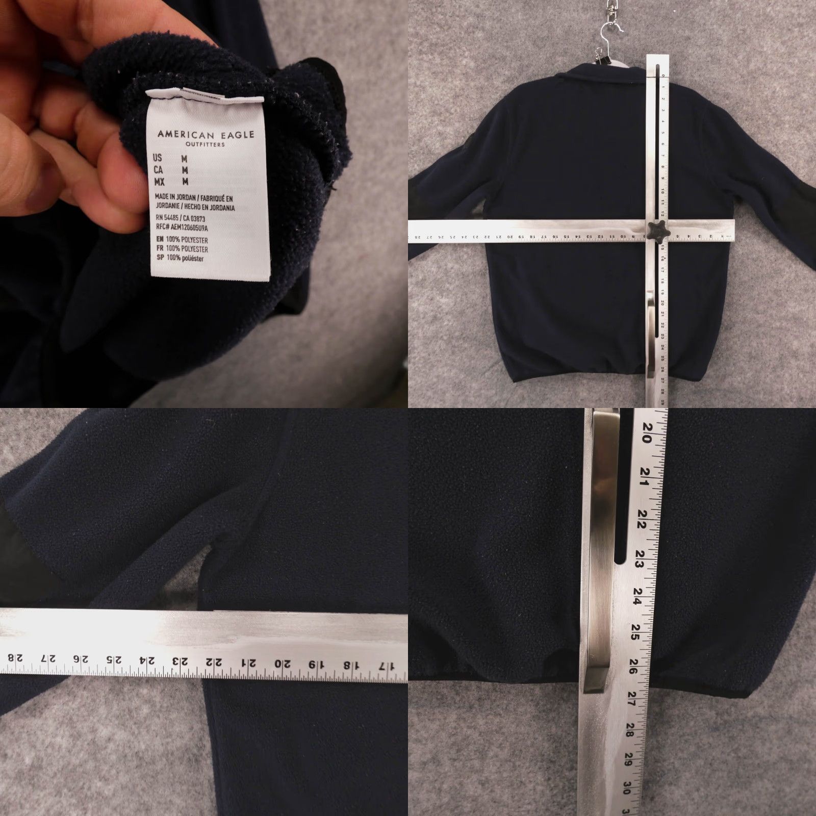 American Eagle Outfitters American Eagle Pullover Mens Medium Navy Black Long Sleeve 1/4 Snap Fleece Logo Size US M / EU 48-50 / 2 - 8 Thumbnail