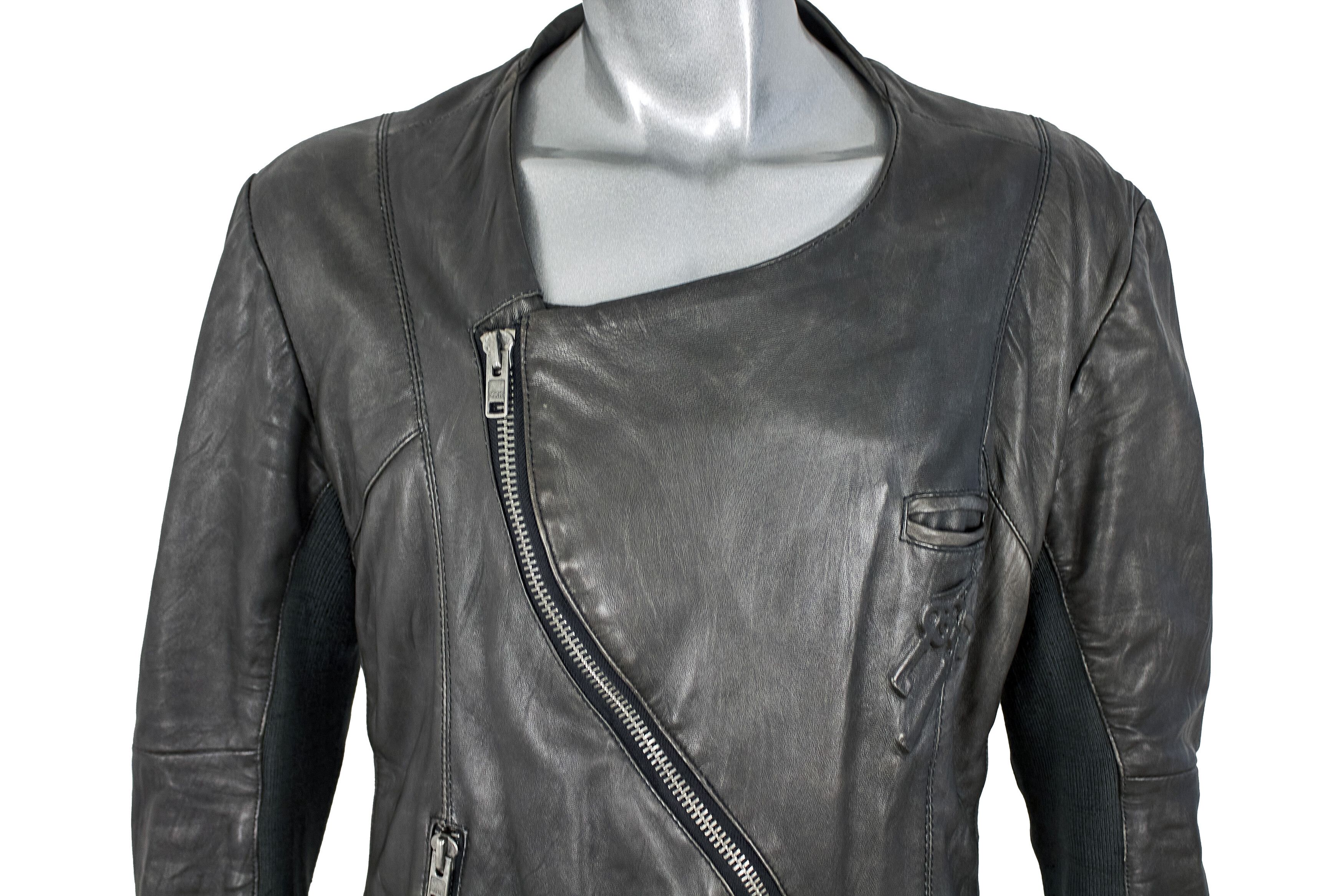 Delusion Delusion futuristic designer men's leather biker jacket Size US XL / EU 56 / 4 - 10 Thumbnail