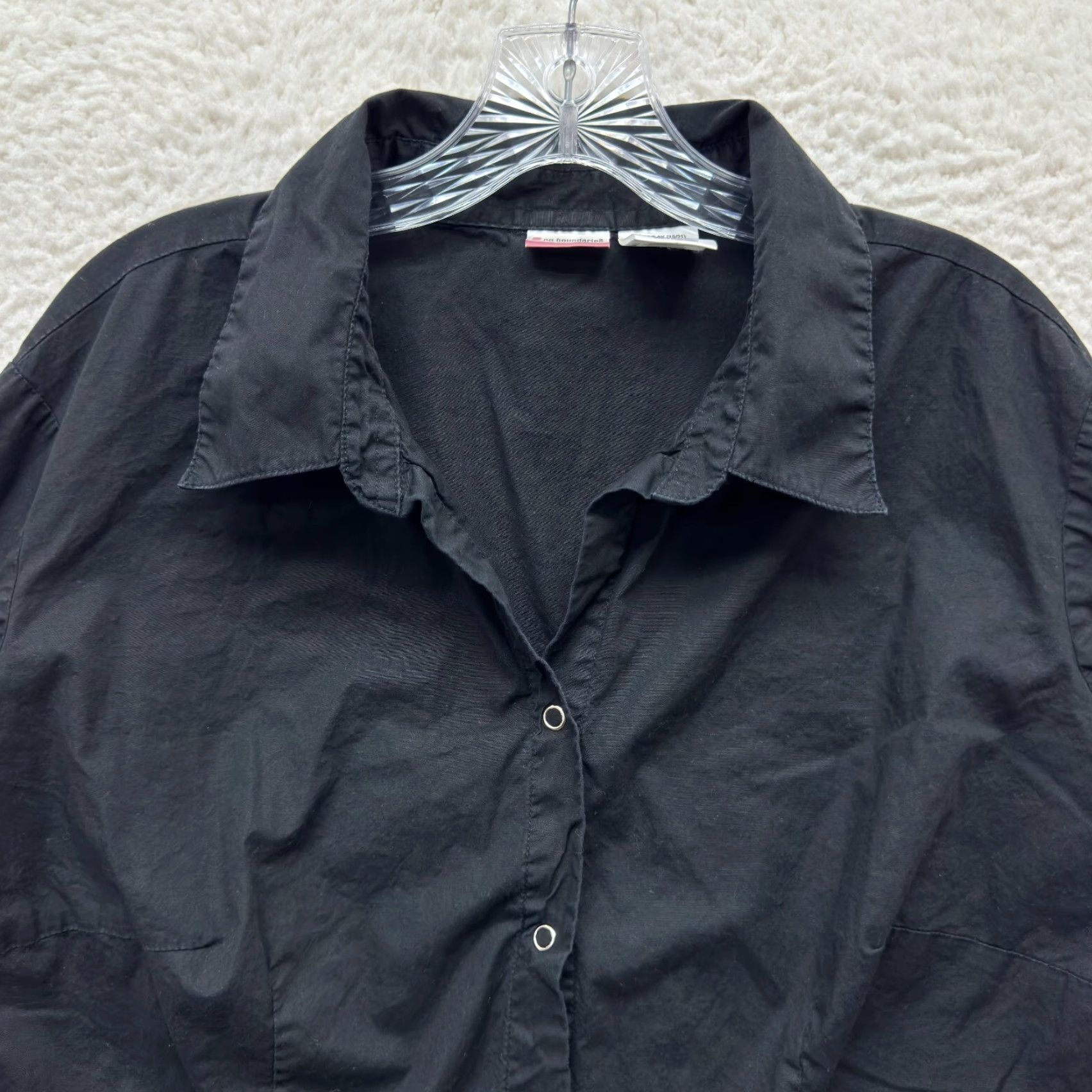 Vintage VINTAGE No Boundaries Y2K Top Button Blouse 2X Black Corpcore Office Fairy Grunge Whimsigoth Shirt Mens Women Girls Size XXL / US 16-18 / IT 52-54 - 3 Thumbnail