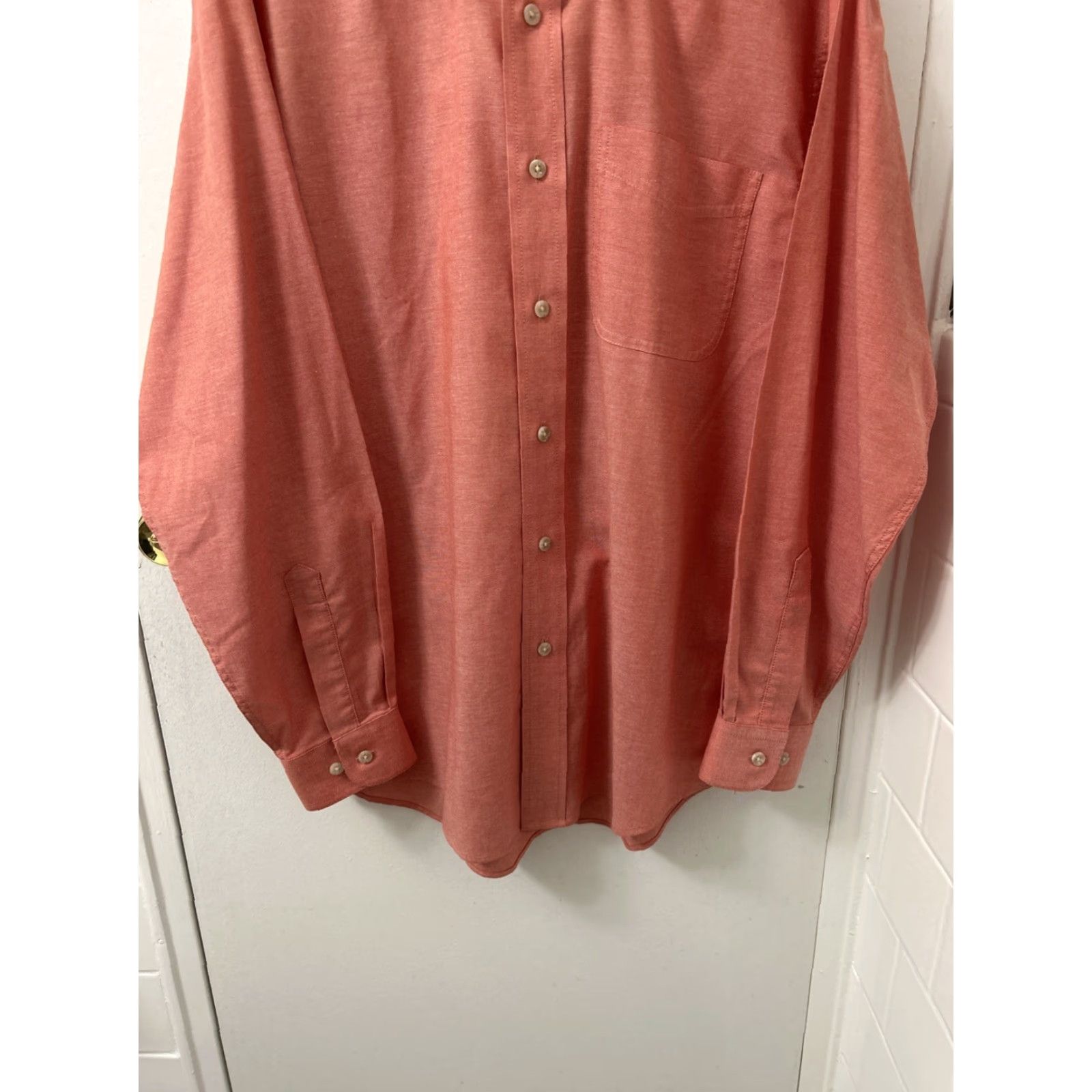 Vintage L.L. Bean Shirt Mens S Red Chambray Button-Down Oxford Traditional Fit Long Sleeve Solid Rose 248929 Size US S / EU 44-46 / 1 - 3 Thumbnail