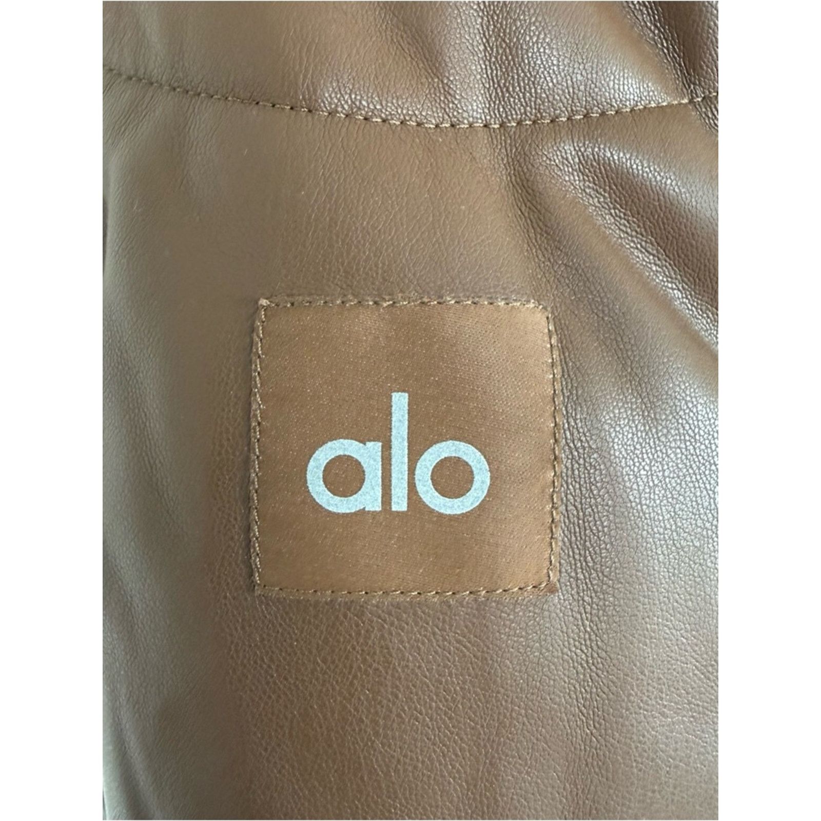 ALO Yoga Faux Leather Puffer Jacket Cinnamon Powder size XS