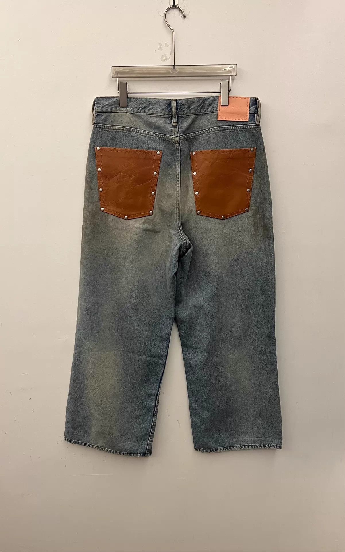 Acne Studios Acne 1981 Retro Distressed Wide Leg Leather Pocket Jeans Size 30" / US 8 / IT 44 - 3 Thumbnail