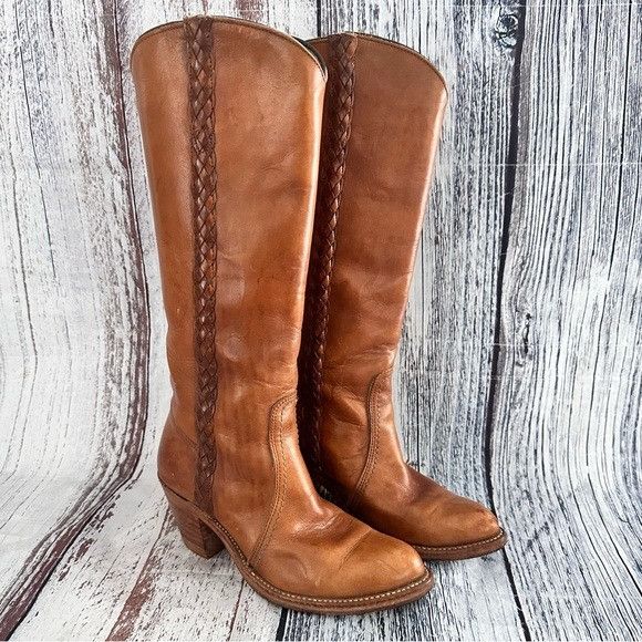 Vintage Vintage 70’s Bermans Western Tall Tan Leather Boots | Grailed