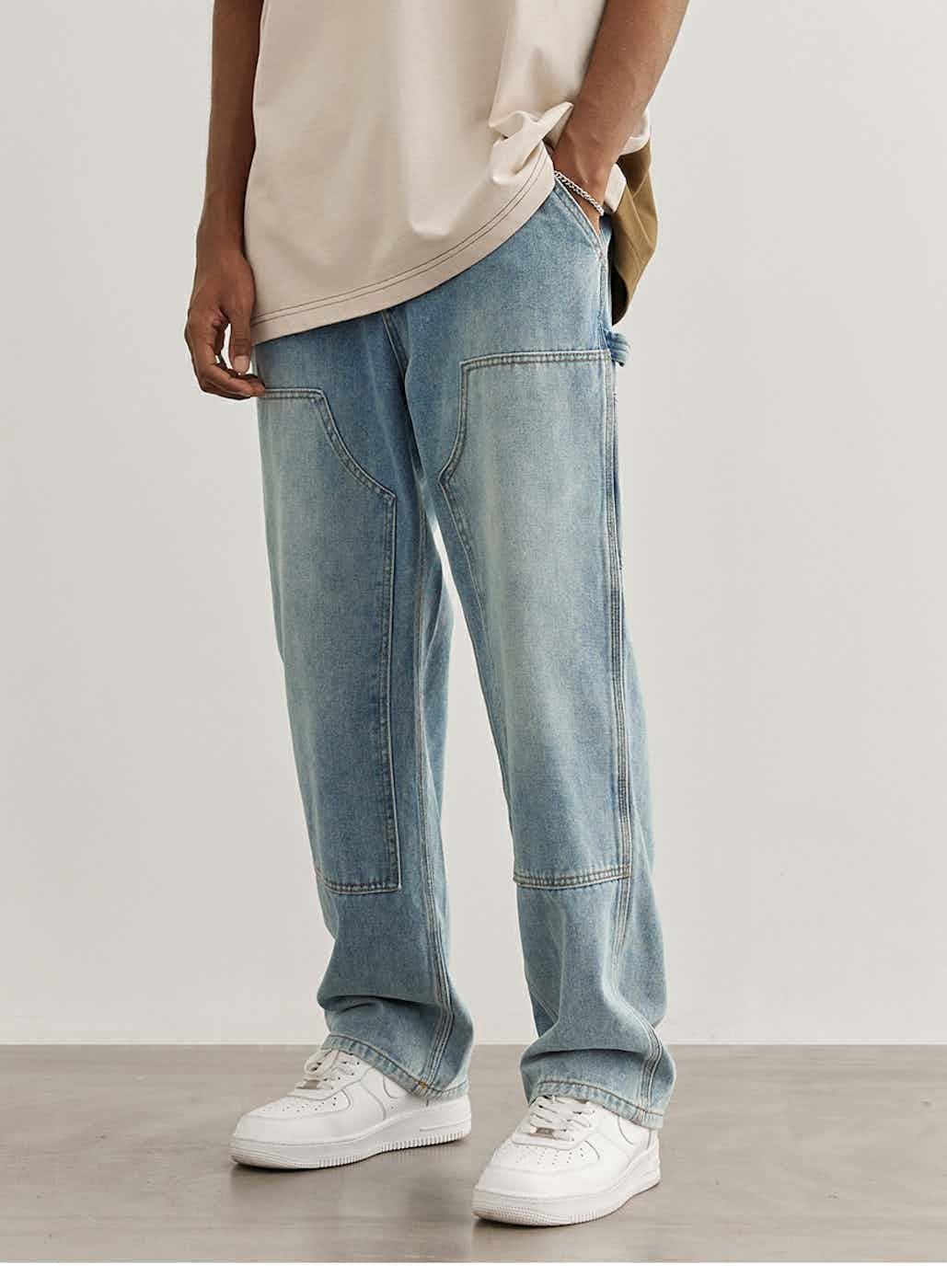 Jean × Vintage washed faded double knee carpenter cargo jeans Size US 34 / EU 50 - 2 Thumbnail