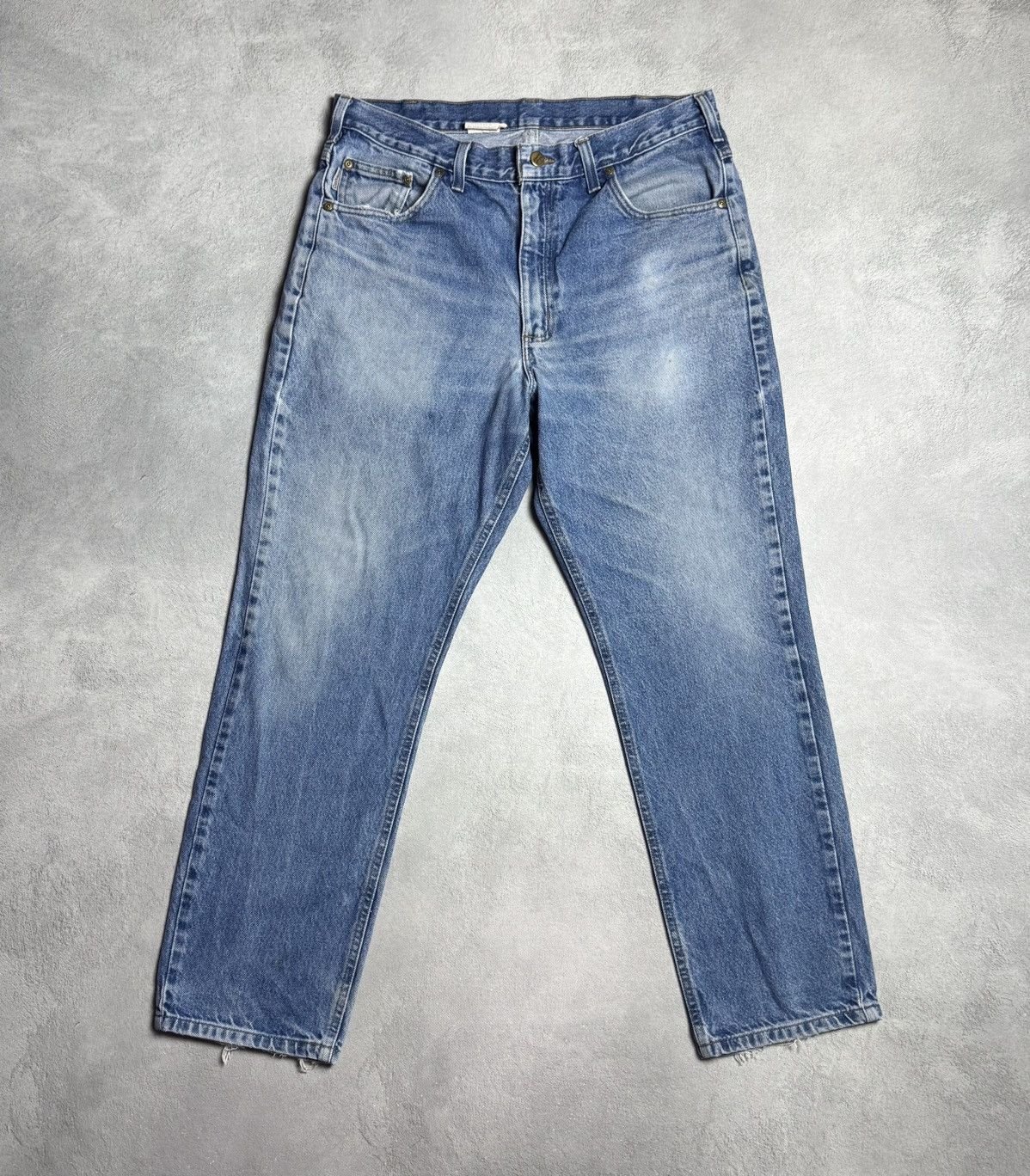 Carhartt 1990s Carhartt B 18 DST Vintage Straight Denim Jeans Size US 36 / EU 52 - 2 Thumbnail