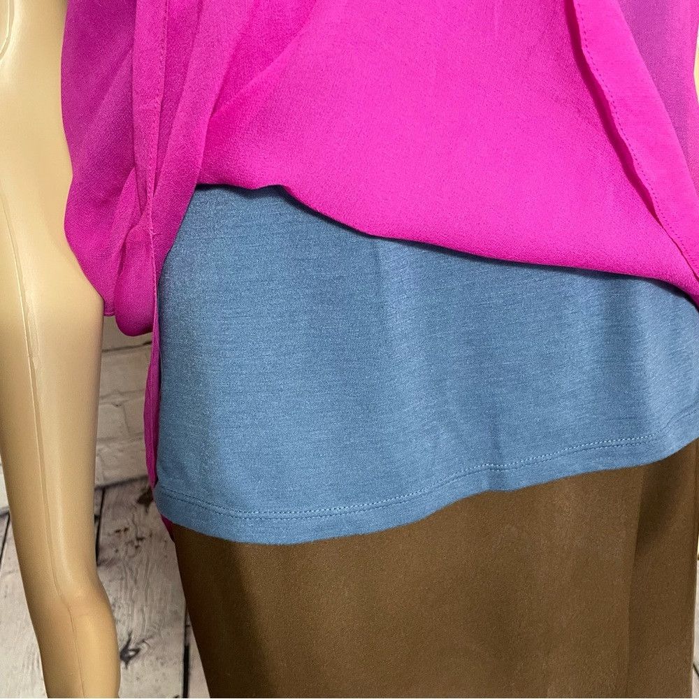 Drew Drew Silk Layered Pink Blue Short Sleeve Top Size M Size M / US 6-8 / IT 42-44 - 3 Thumbnail