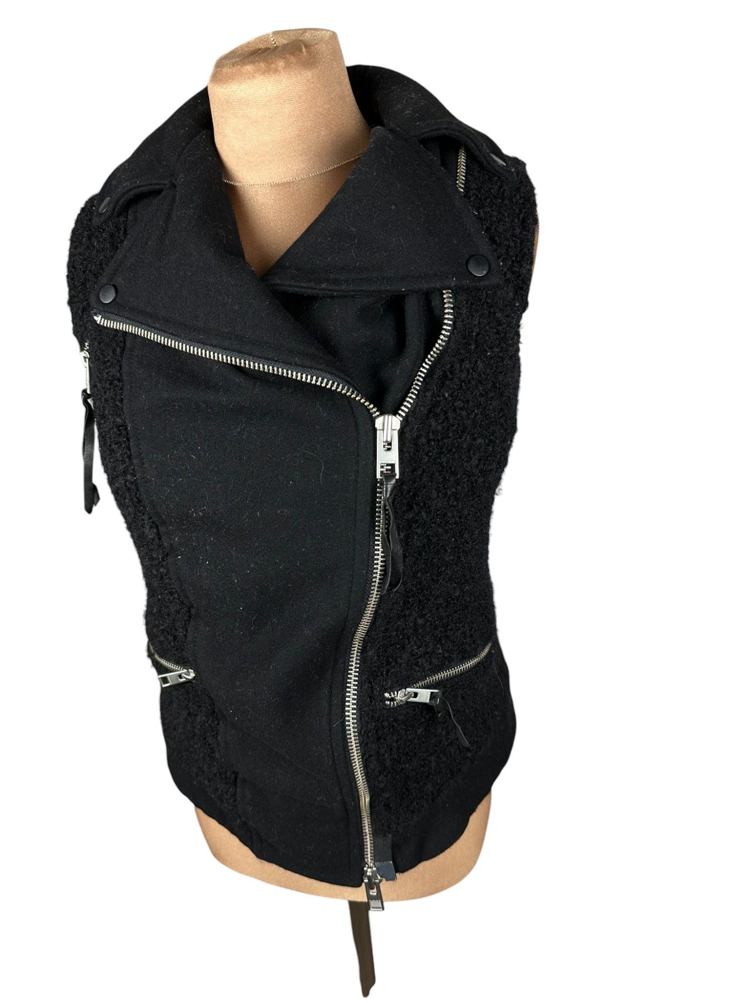 Allsaints × Designer Allsaints Avant Garde Wool Zip Y2k Vest Size S / US 4 / IT 40 - 4 Thumbnail