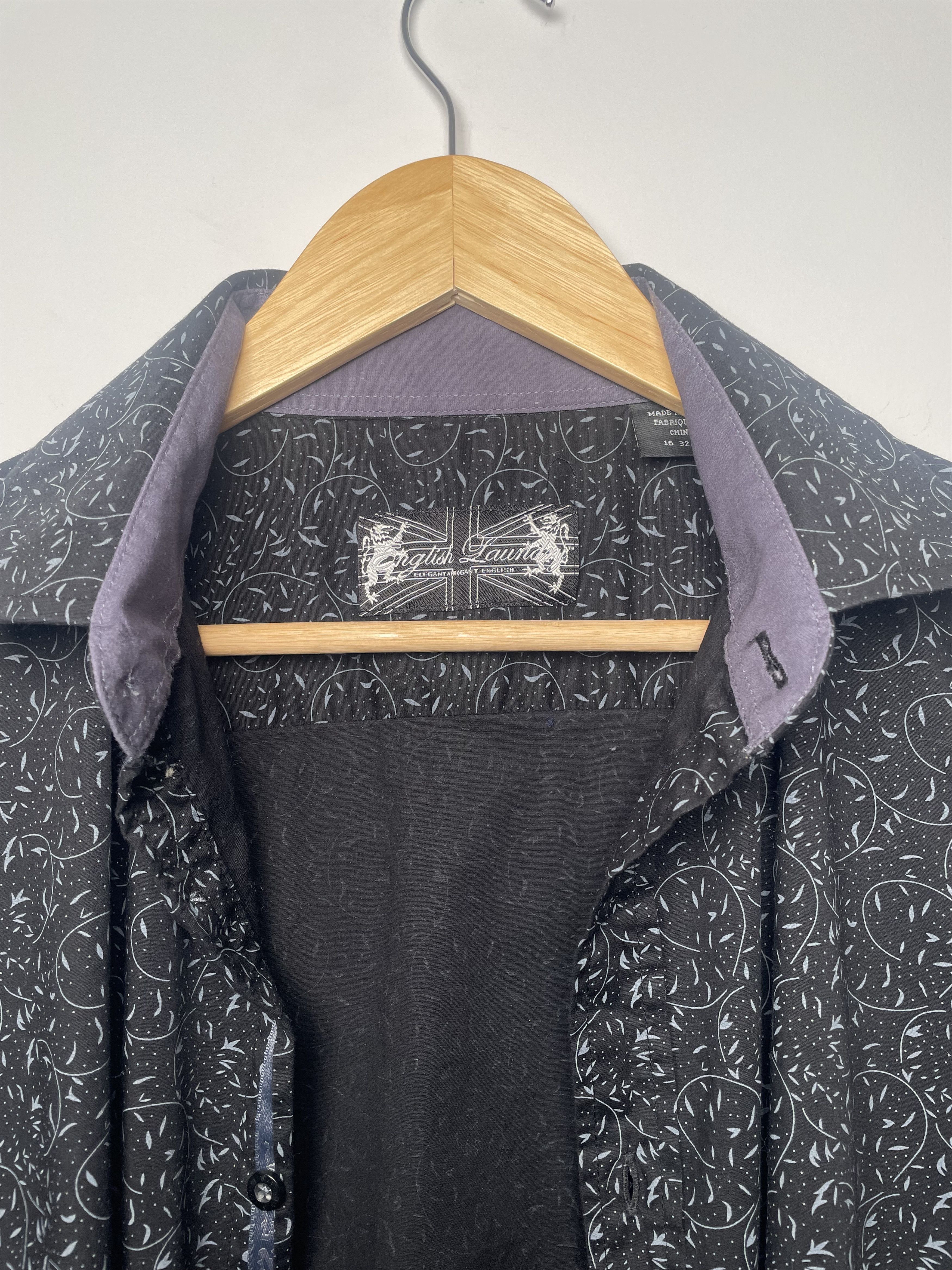 English Laundry English Laundry Black Print Stretch Shirt 16 32/33 Size US L / EU 52-54 / 3 - 4 Thumbnail