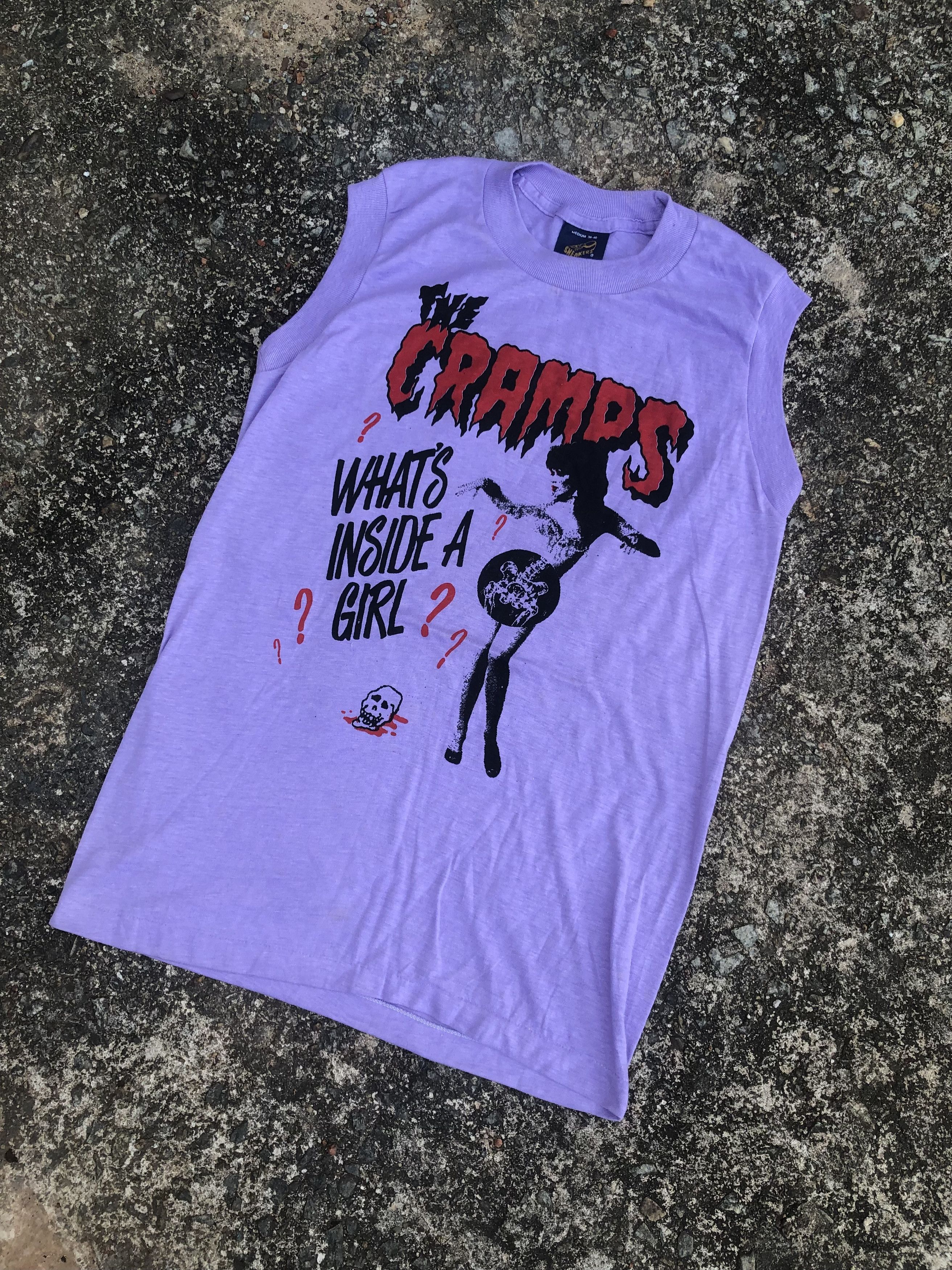 Band Tees 🔥Vintage 80s THE CRAMPS 'Whats Inside A Girl?' Band T-Shirt Size US M / EU 48-50 / 2 - 1 Thumbnail