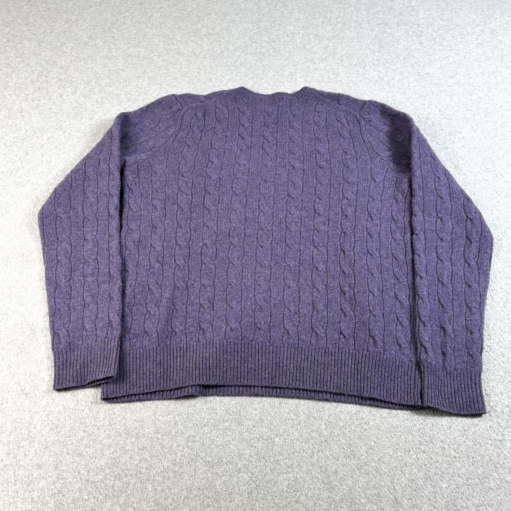 Polo Ralph Lauren Polo Ralph Lauren Sweater Woman Large Purple Wool Cashmere V-Neck Cable Knit Logo Pullover Winter Casual Size L / US 10 / IT 46 - 2 Thumbnail