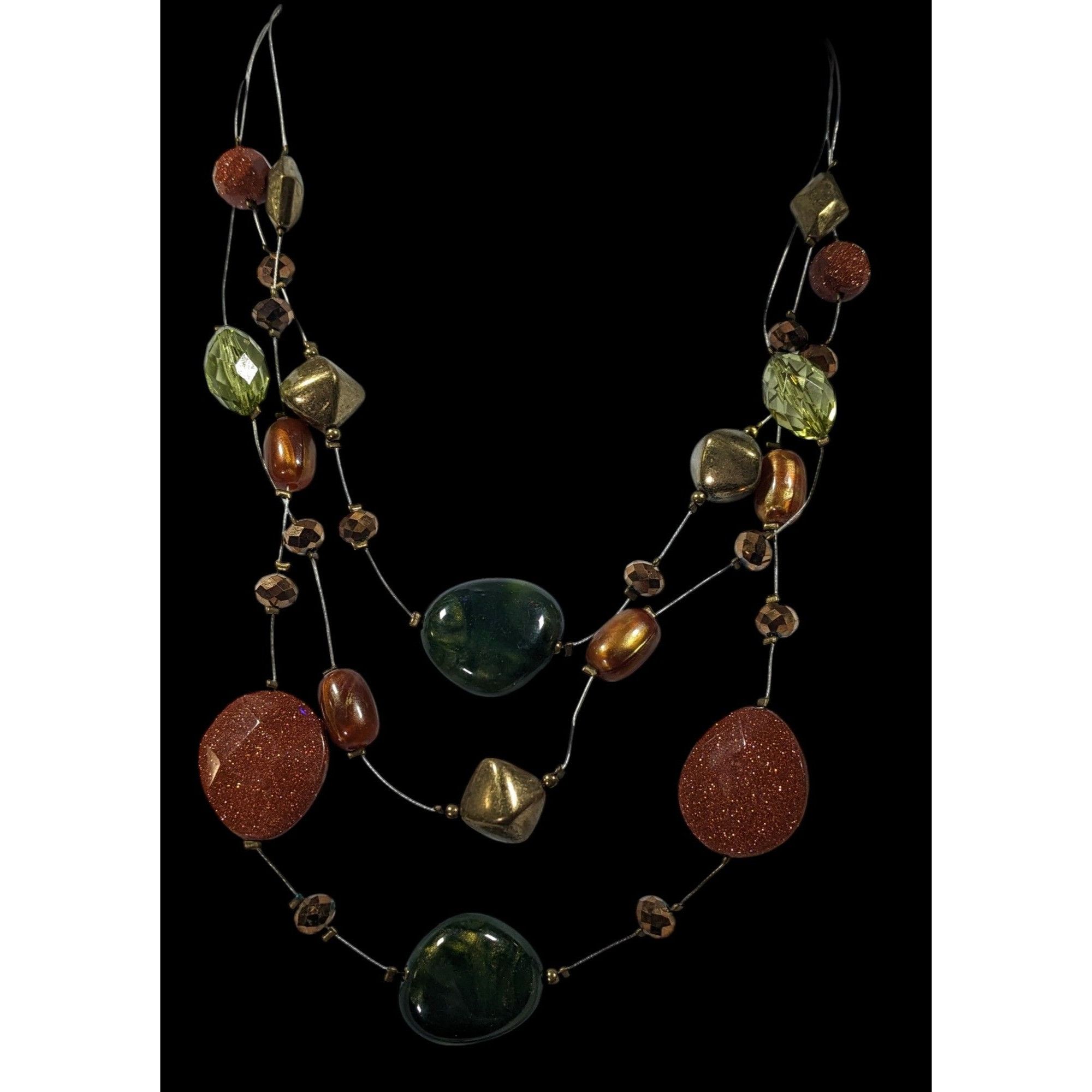 Other Nature Inspired Goldstone And Glass Beaded Statement Necklac Size ONE SIZE - 3 Thumbnail