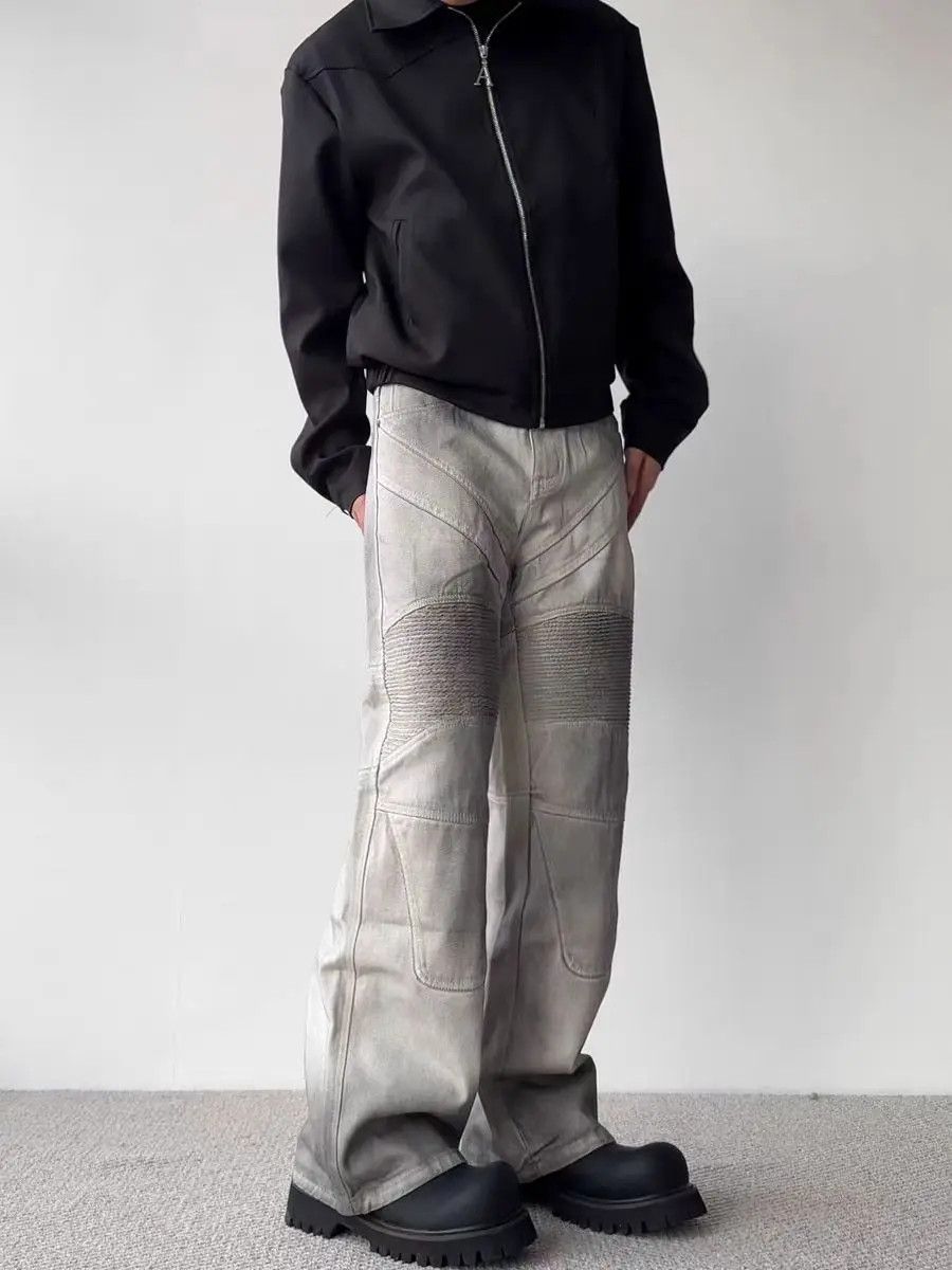 Japanese Brand × Jean Aged Washed Dirty Dyed Biker Denim Trousers Size US 28 / EU 44 - 2 Thumbnail