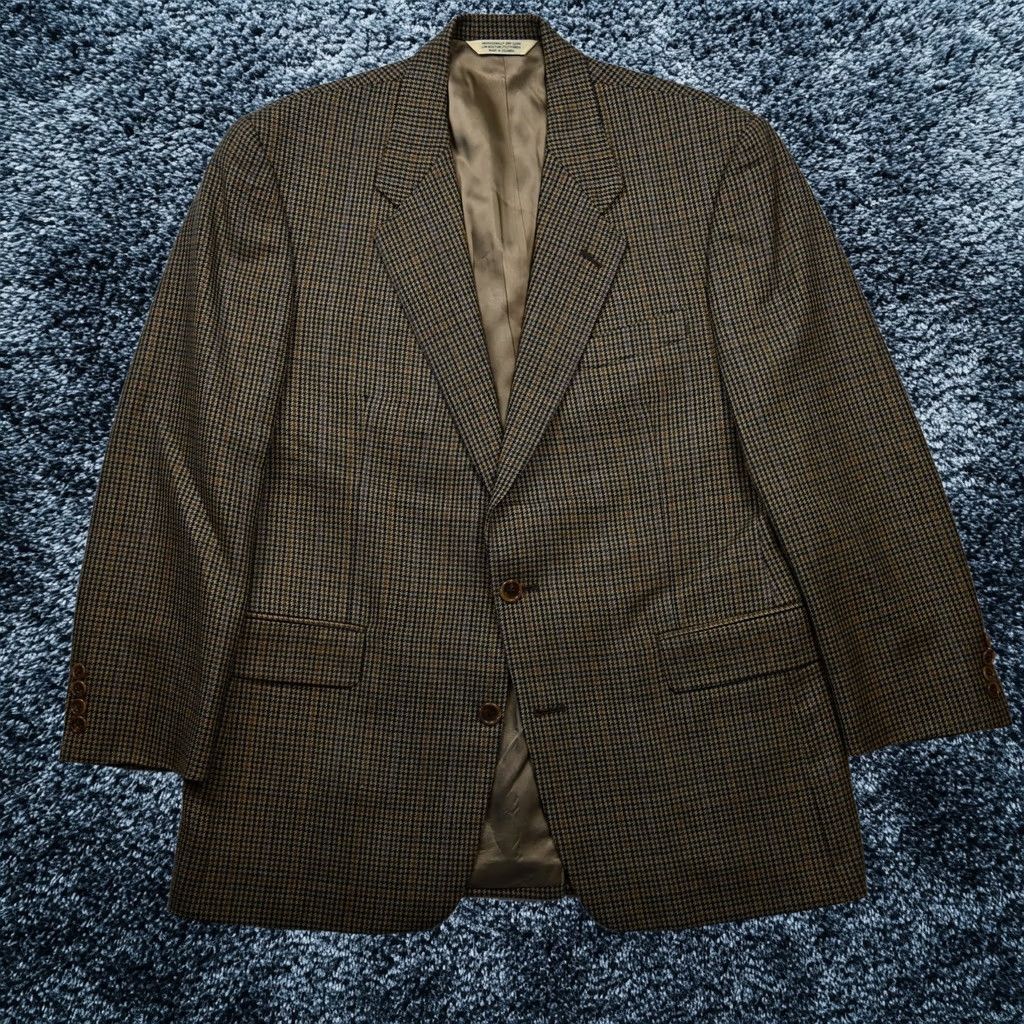 Vintage Brown Herringbone Wool Blazer Suit Jacket Sport Coat Usa Made 40r Mens, Men's