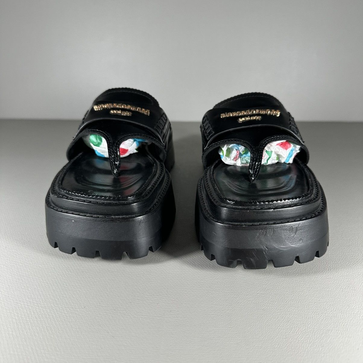 Alexander Wang Alexander Wang Carter Platform Black Leather Slip On Sandals Size US 7 / IT 37 - 4 Thumbnail