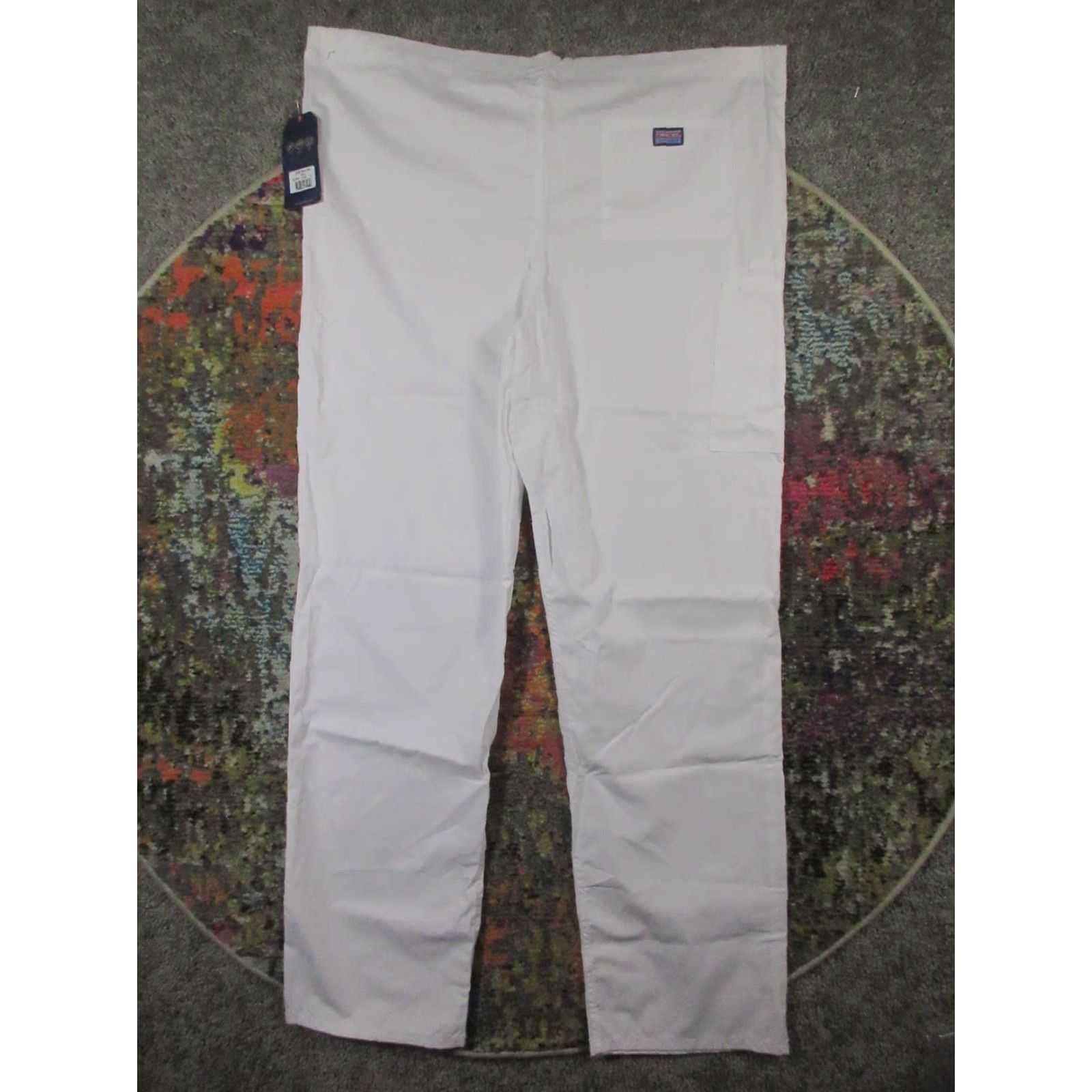 Cherokee Cherokee Workwear Scrub Pants Adult L White Solid Drawstring Cargo NEW NWT Unisex Size US 33 - 2 Thumbnail