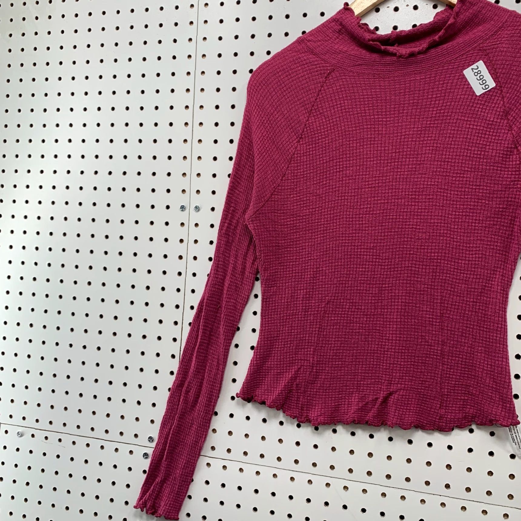 Free People Free People Waffle Knit Thermal Top Womens M Pink Long Sleeve Mock Neck Shirt Size M / US 6-8 / IT 42-44 - 4 Thumbnail