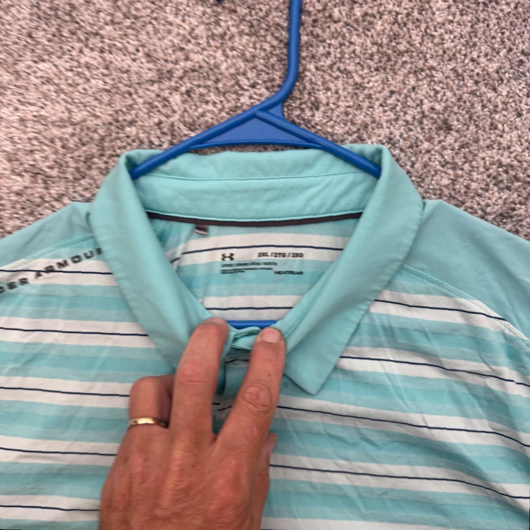 Under Armour Under Armour Polo Shirt Mens 2XL Blue Striped HeatGear Loose Fit Golf SS 1306112 Size US XXL / EU 58 / 5 - 5 Thumbnail