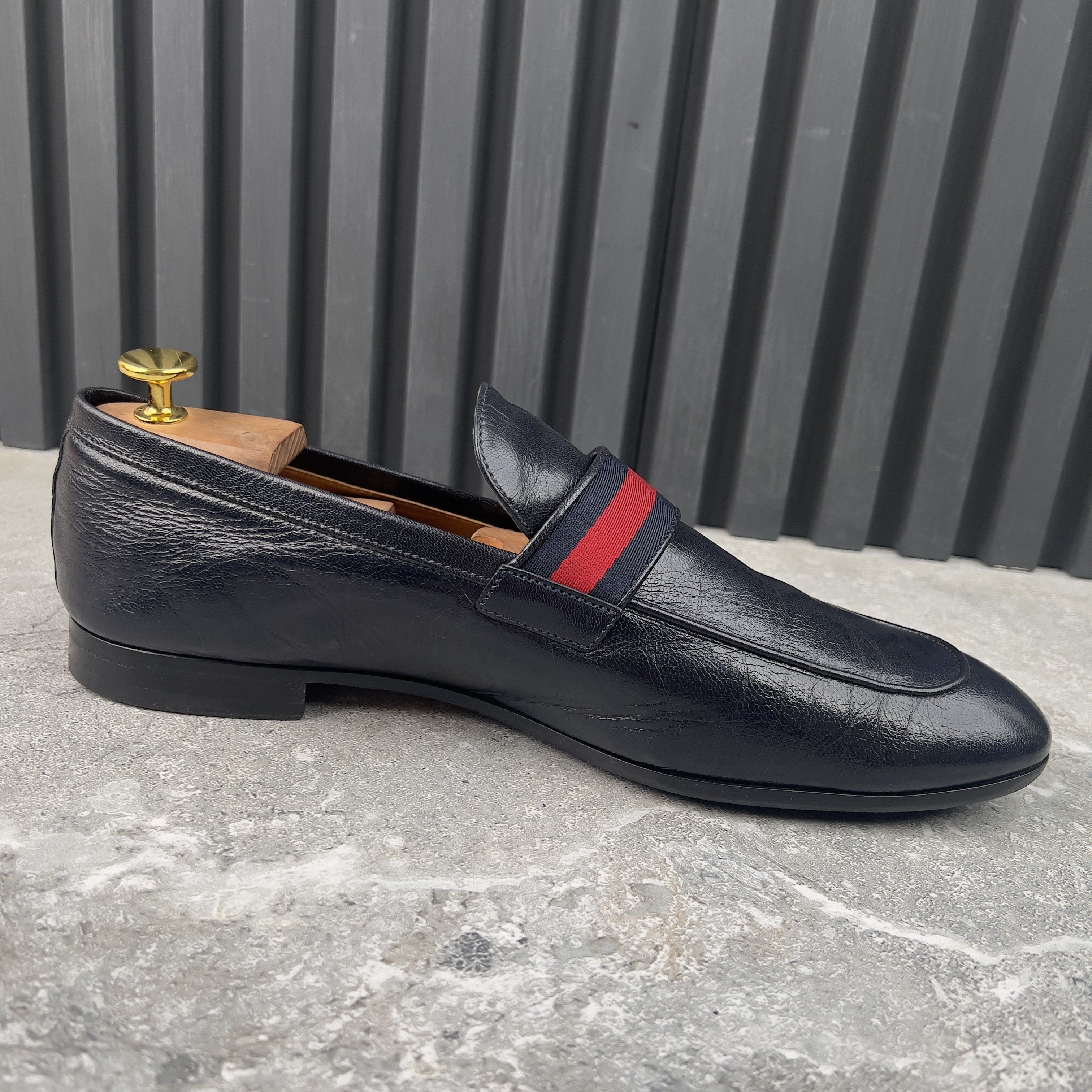 Gucci Donnie Web GG Loafers Navy Blue Leather Size US 10.5 / EU 43-44 - 6 Thumbnail