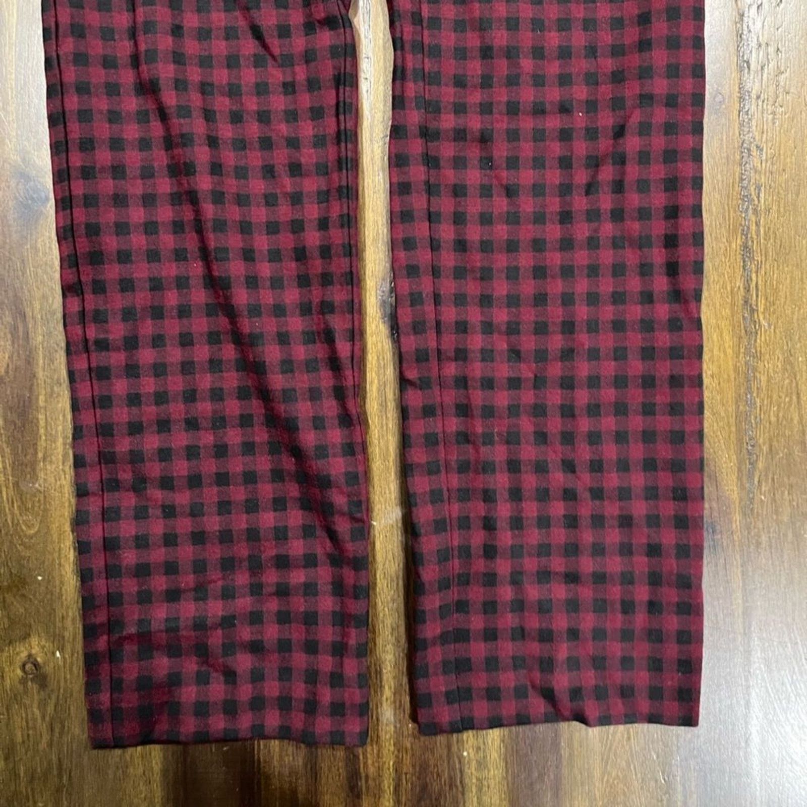 Vintage J. Jill Essential Ponte Slim-Leg Pants Red Black Plaid - XS Size 23" - 4 Thumbnail