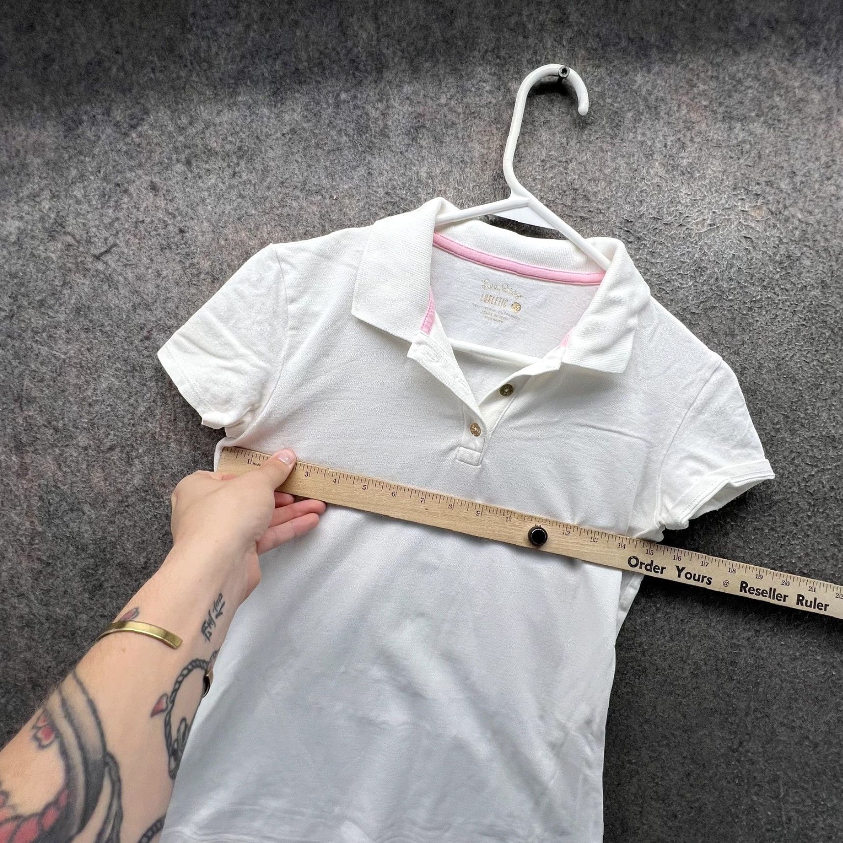 Lilly Pulitzer Lilly Pulitzer Luxletic Polo Shirt Womens XS White Short Sleeve Stretch Top Size XS / US 0-2 / IT 36-38 - 3 Thumbnail