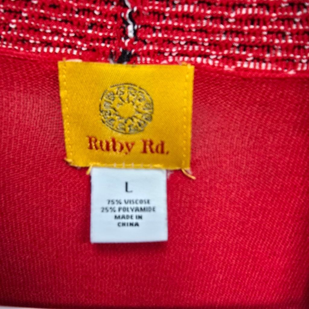 The Unbranded Brand Women's Ruby Rd. Red & Black Patterned Cardigan Sweater L Size L / US 10 / IT 46 - 5 Thumbnail