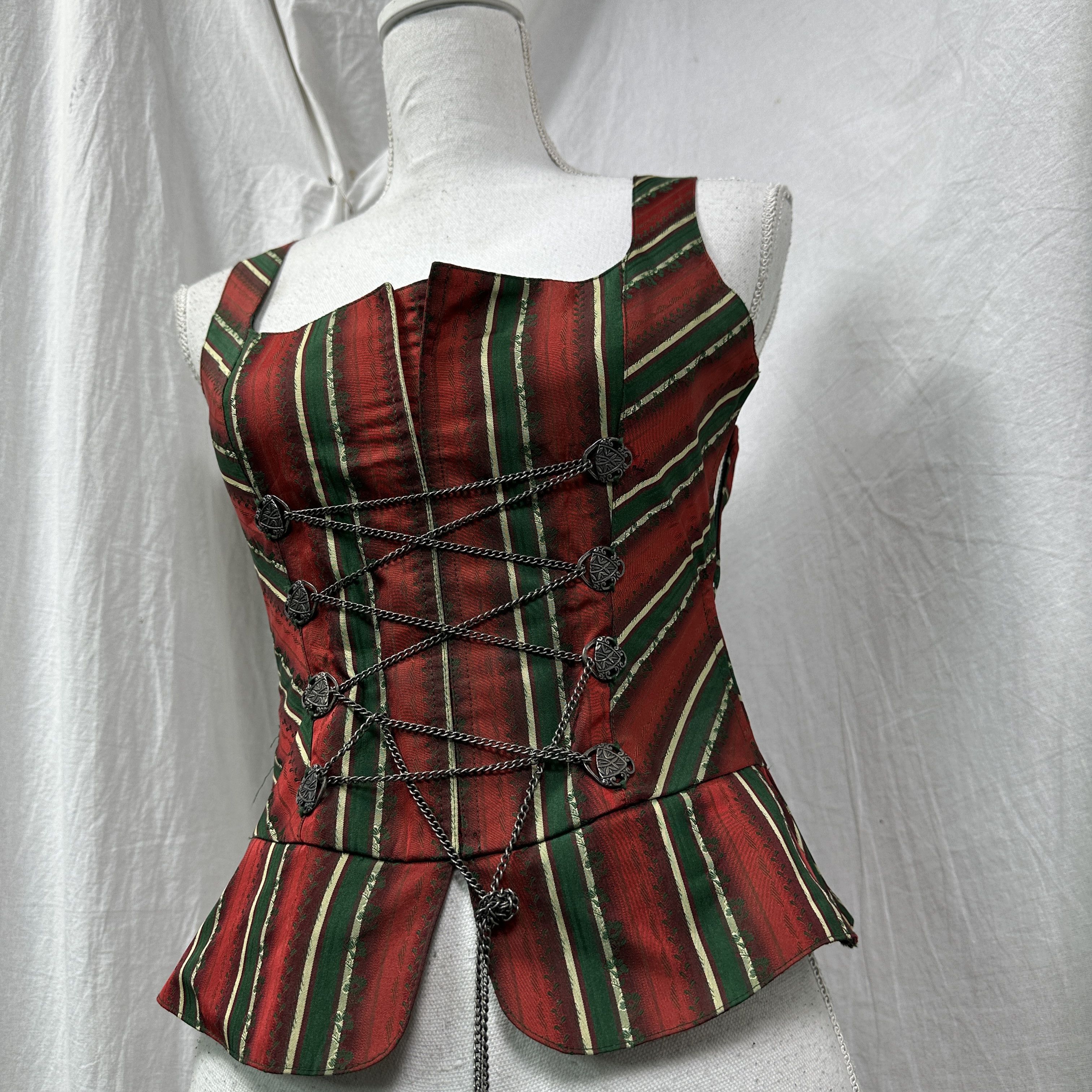 Vintage Vintage Grunge Silk Striped Chained Corset Top Y2K Size S / US 4 / IT 40 - 6 Thumbnail