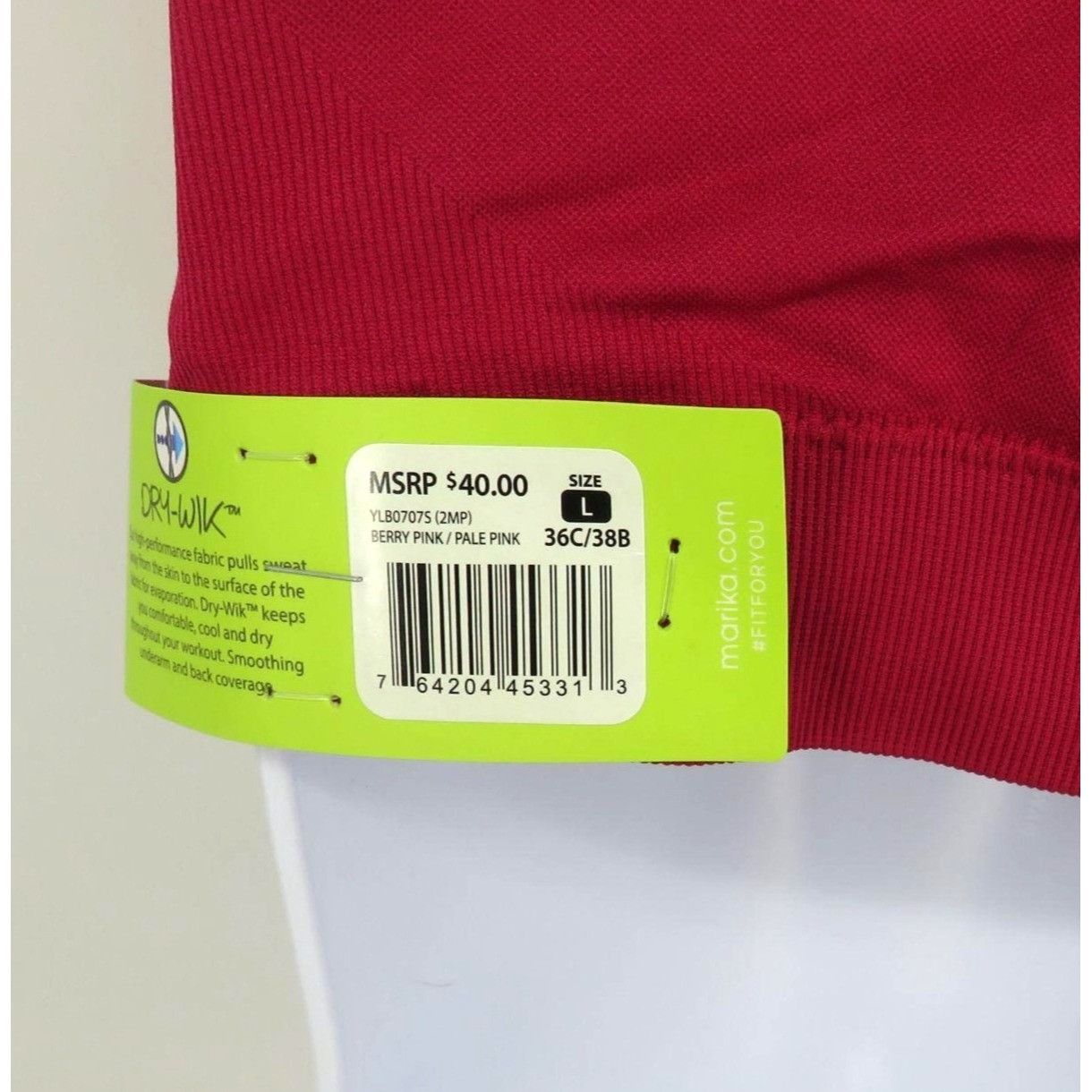 Other Marika Berry Pink Sports Bra Criss-Cross Back Straps L 36C/3 Size ONE SIZE - 4 Thumbnail
